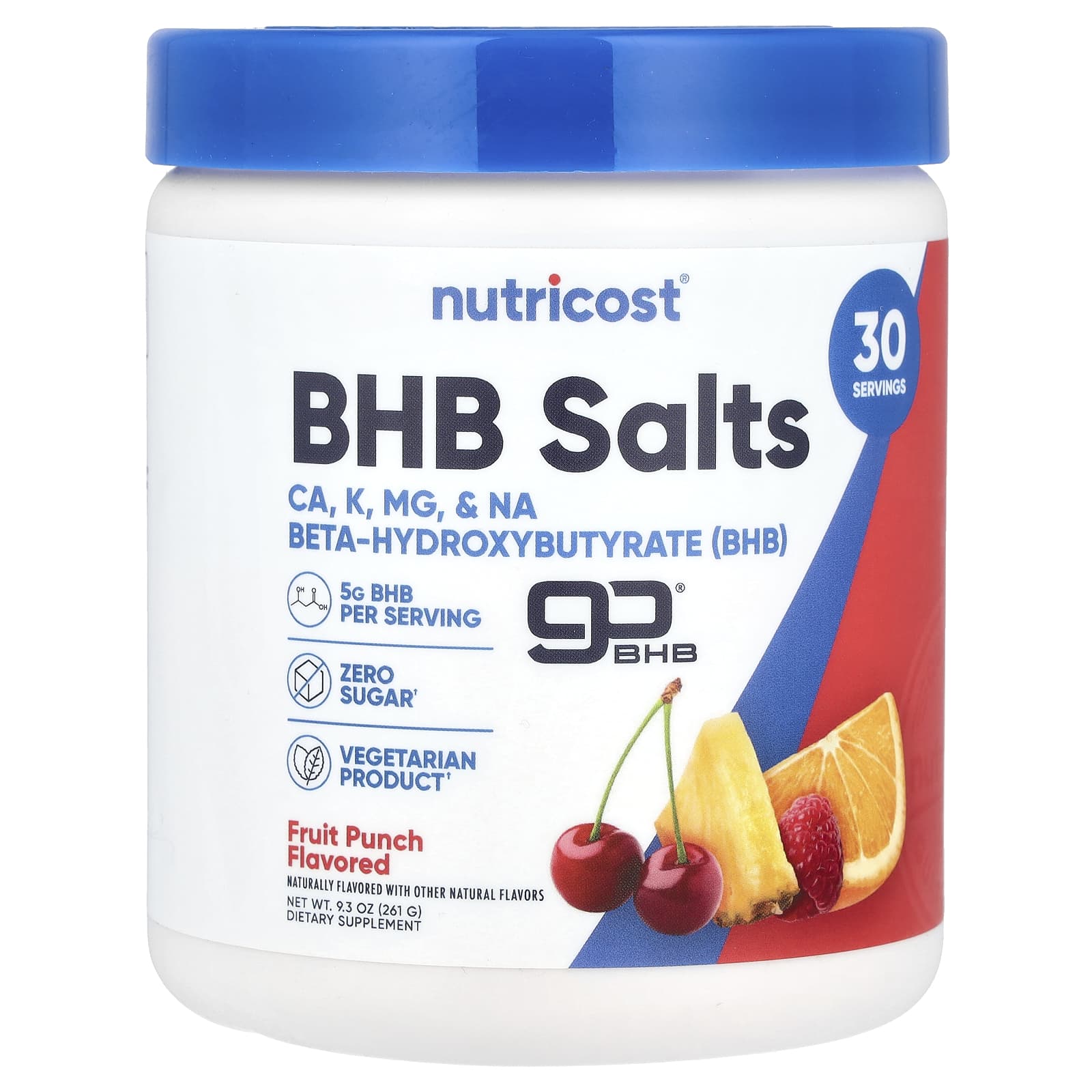 Nutricost, BHB Salts goBHB, фруктовый пунш, 261 г (9,3 унции)