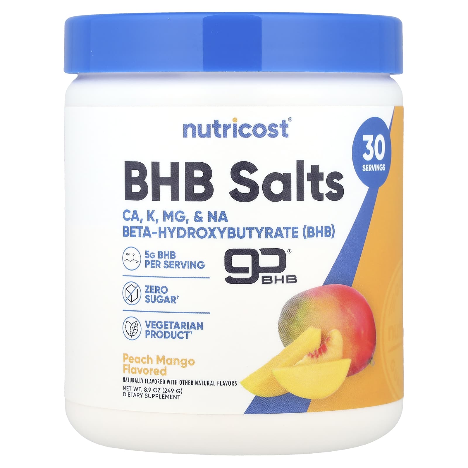 Nutricost, BHB Salts, goBHB®, персик и манго, 249 г (8,9 унции)