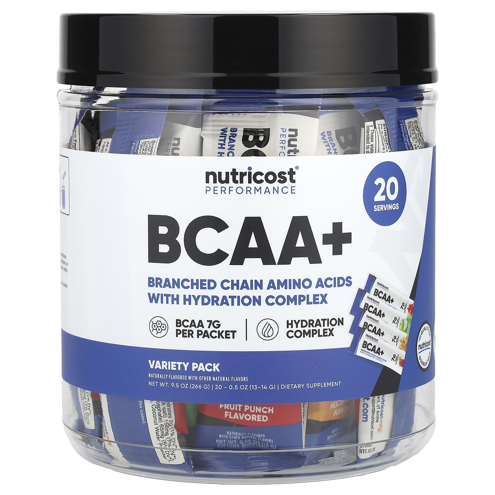 Nutricost, Performance, BCAA +, набор разнообразных продуктов, 20 пакетиков по 13–14 г (0,5 унции)