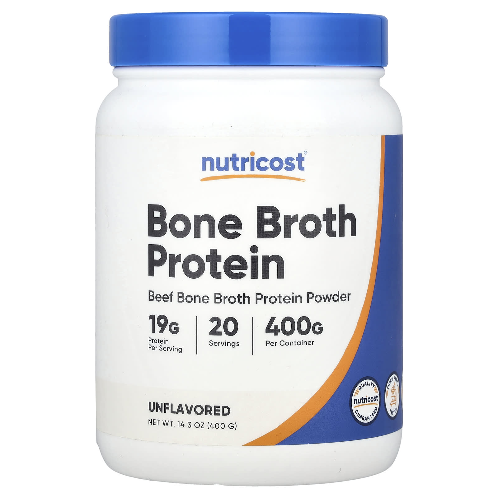 Nutricost, Протеин Bone Broth, без добавок, 400 г (14,3 унции)