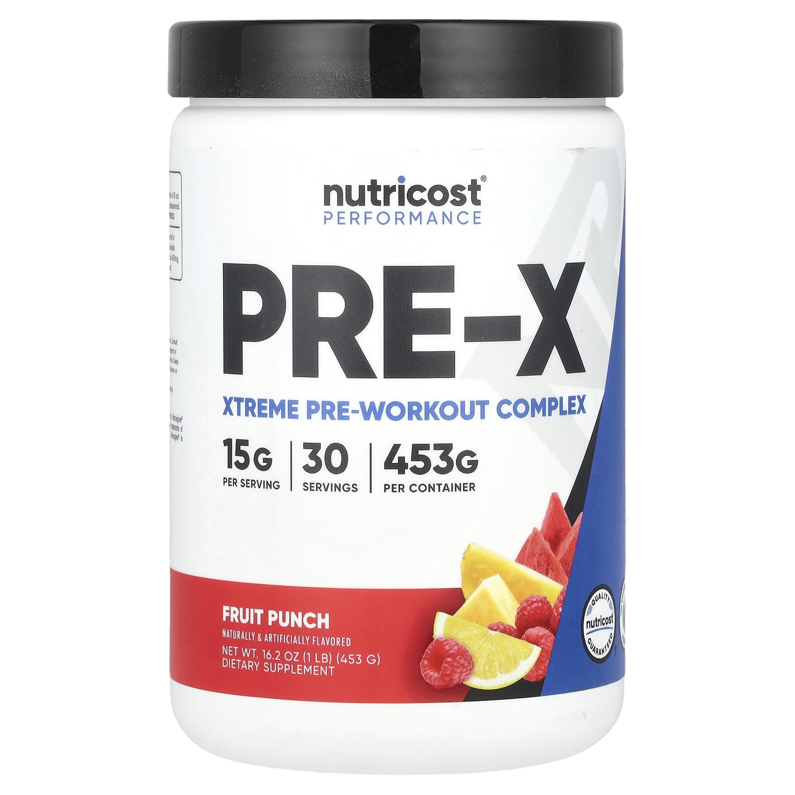 Nutricost, Performance, PRE-X, предтренировочный комплекс Xtreme, фруктовый пунш, 453 г (1 фунт)