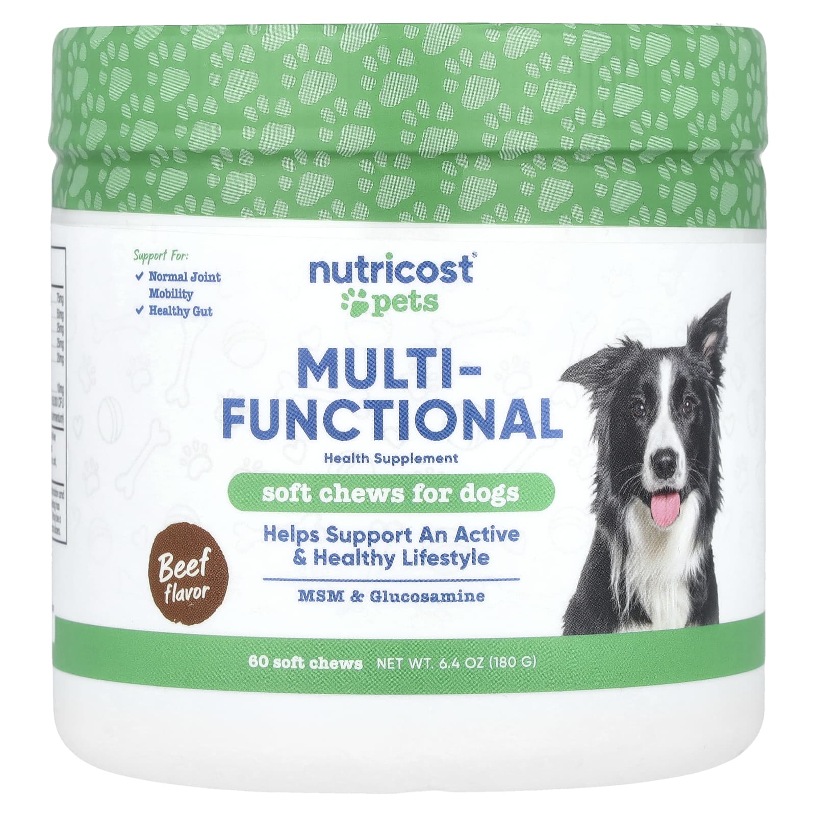 Nutricost, Pets, многофункциональное средство, для собак, говядина, 60 жевательных таблеток, 180 г (6,4 унции)