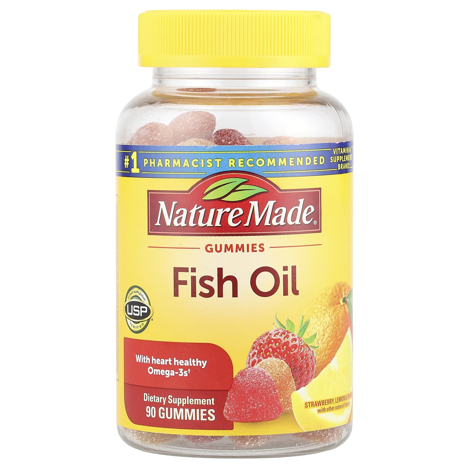 Nature Made Жевательные мармеладки с рыбьим жиром клубника лимон и апельсин 90 жевательных таблеток 2890₽