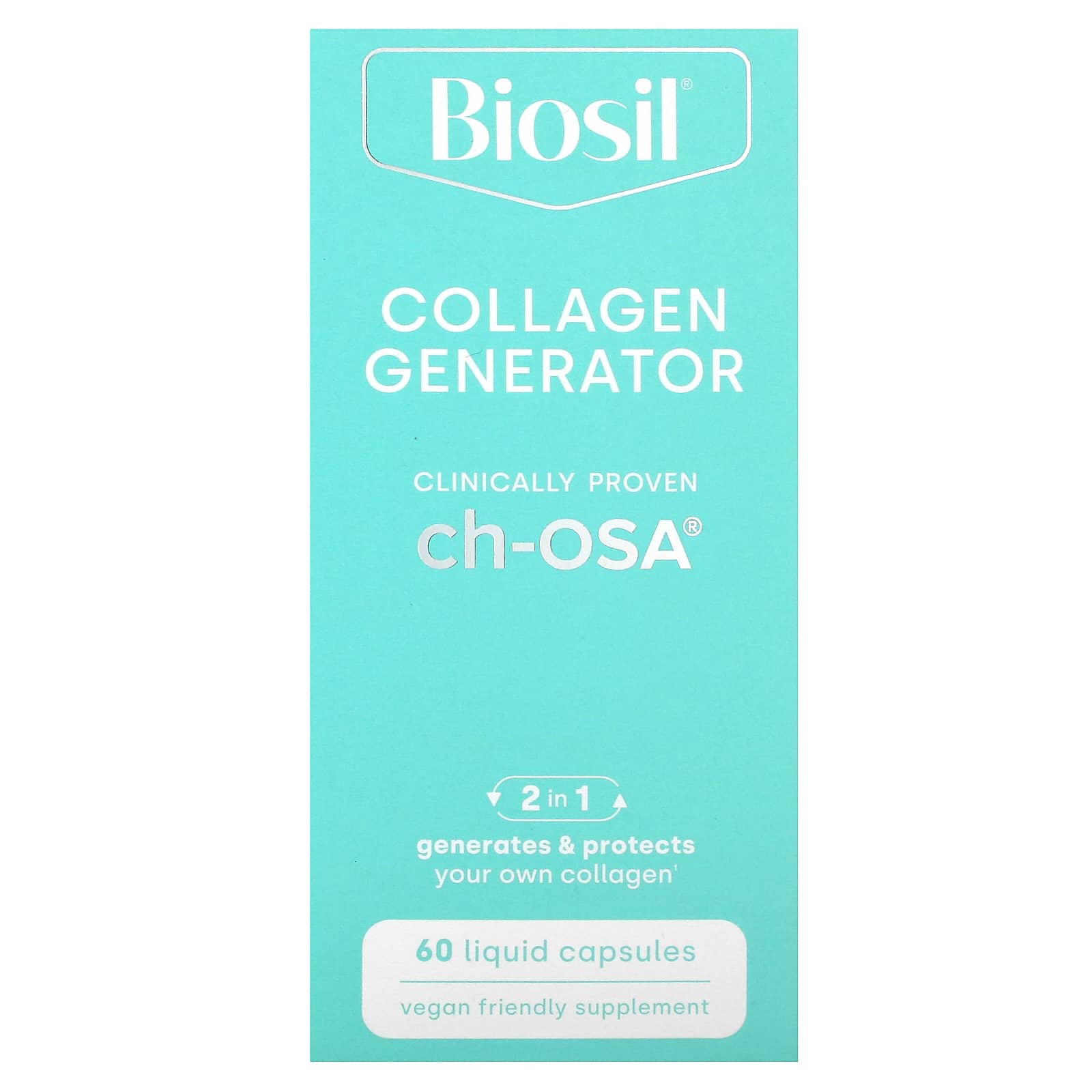 Biosil, Collagen Generator, средство для стимулирования производства коллагена, 60 капсул с жидкостью