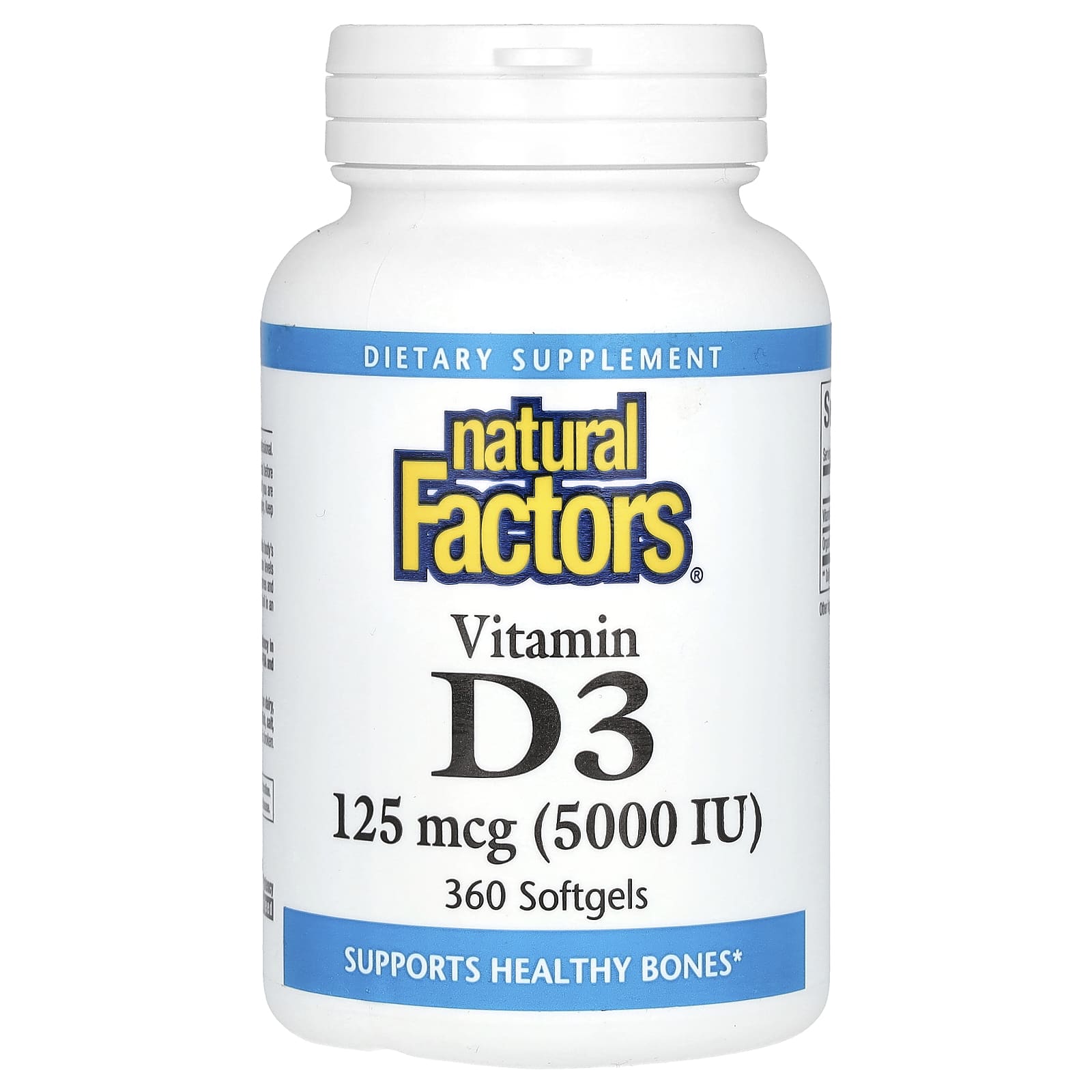 Natural Factors, Vitamin D3, 5,000 IU, 360 Softgels