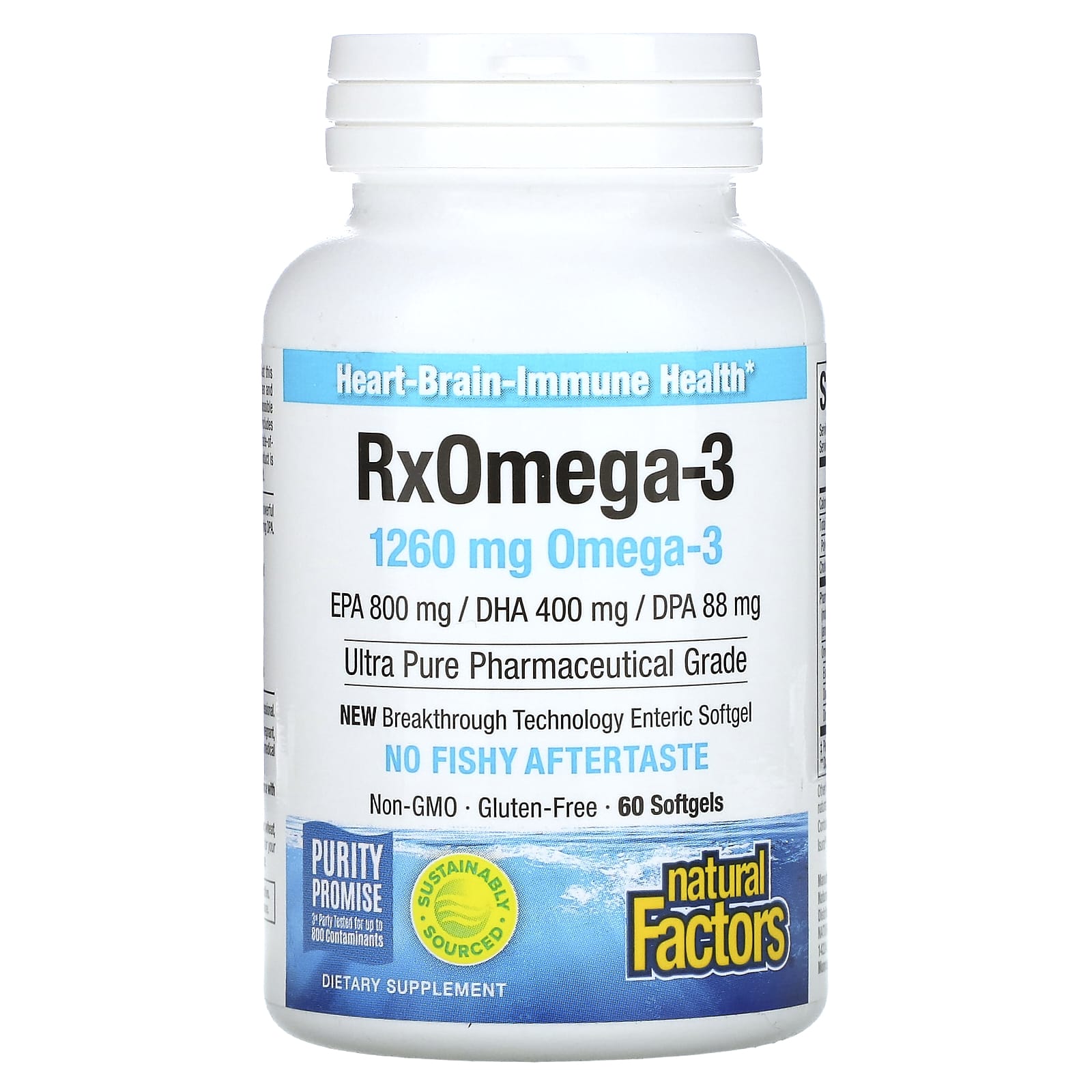 Natural Factors, RxOmega-3, 1260 мг, 60 капсул (630 мг в 1 капсуле)