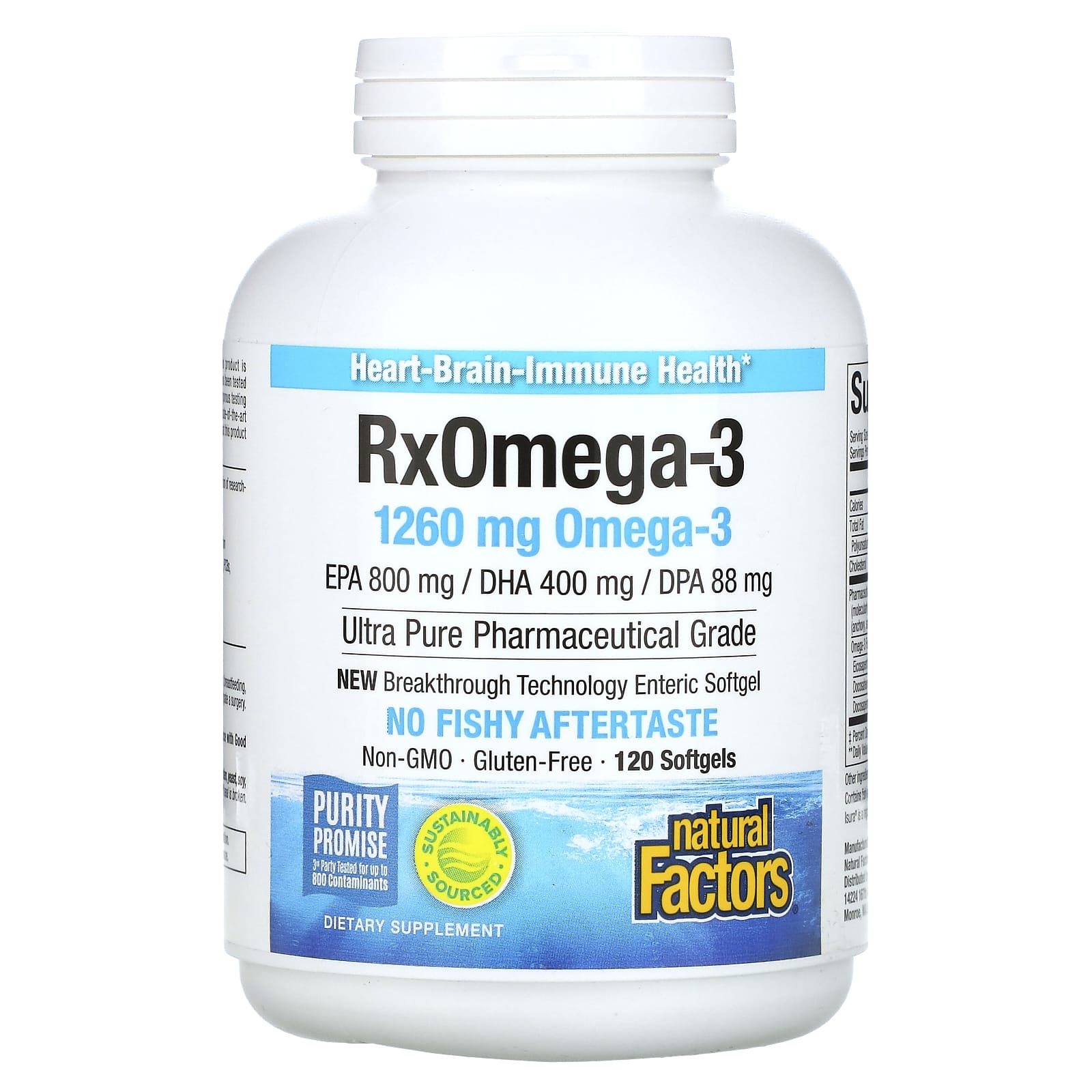 Natural Factors, Rx Omega-3, омега-3, 1260 мг, 120 капсул (630 мг в 1 капсуле)