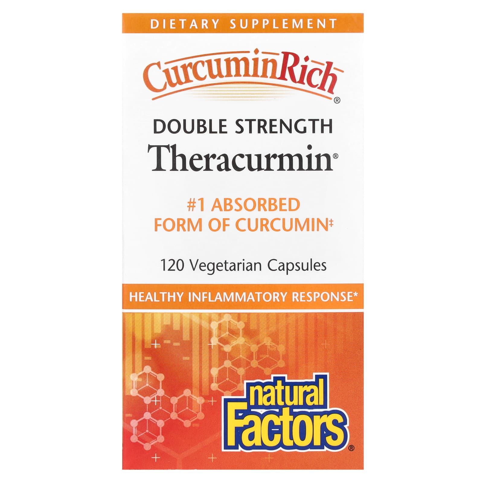 Natural Factors Препарат CurcuminRich Double Strength Theracurmin 120 вегетарианских капсул 13190₽
