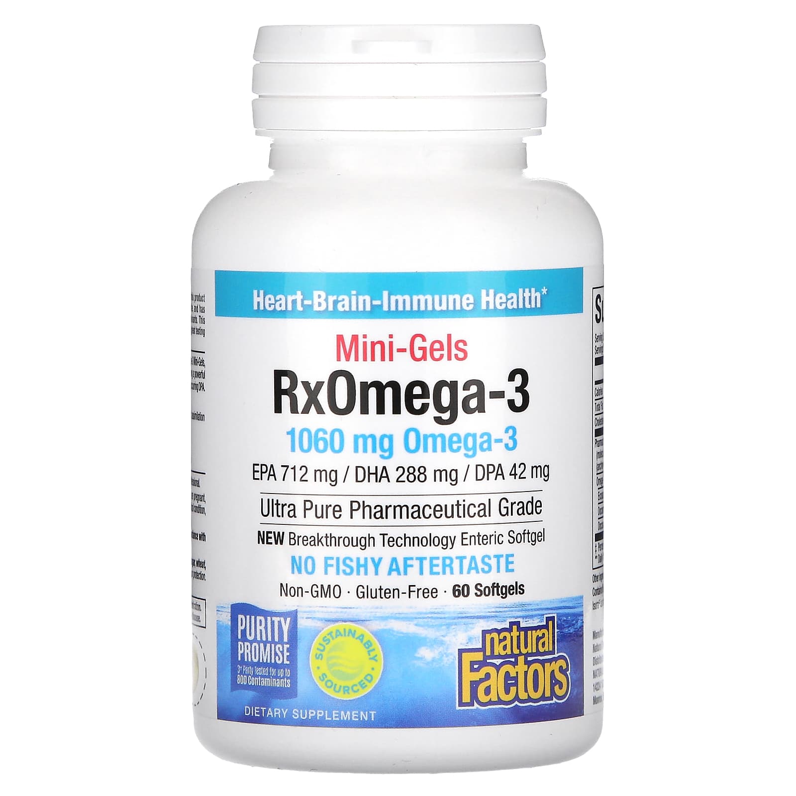 Natural Factors, Rx Omega-3 в мини-капсулах, омега-3, 1060 мг, 60 капсул (530 мг в 1 капсуле)