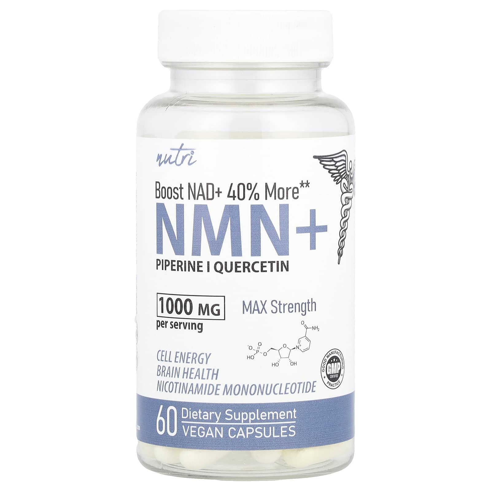 Natures Fusions NMN максимальная сила действия 1000 мг 60 веганских капсул 500 мг на капсулу 8390₽