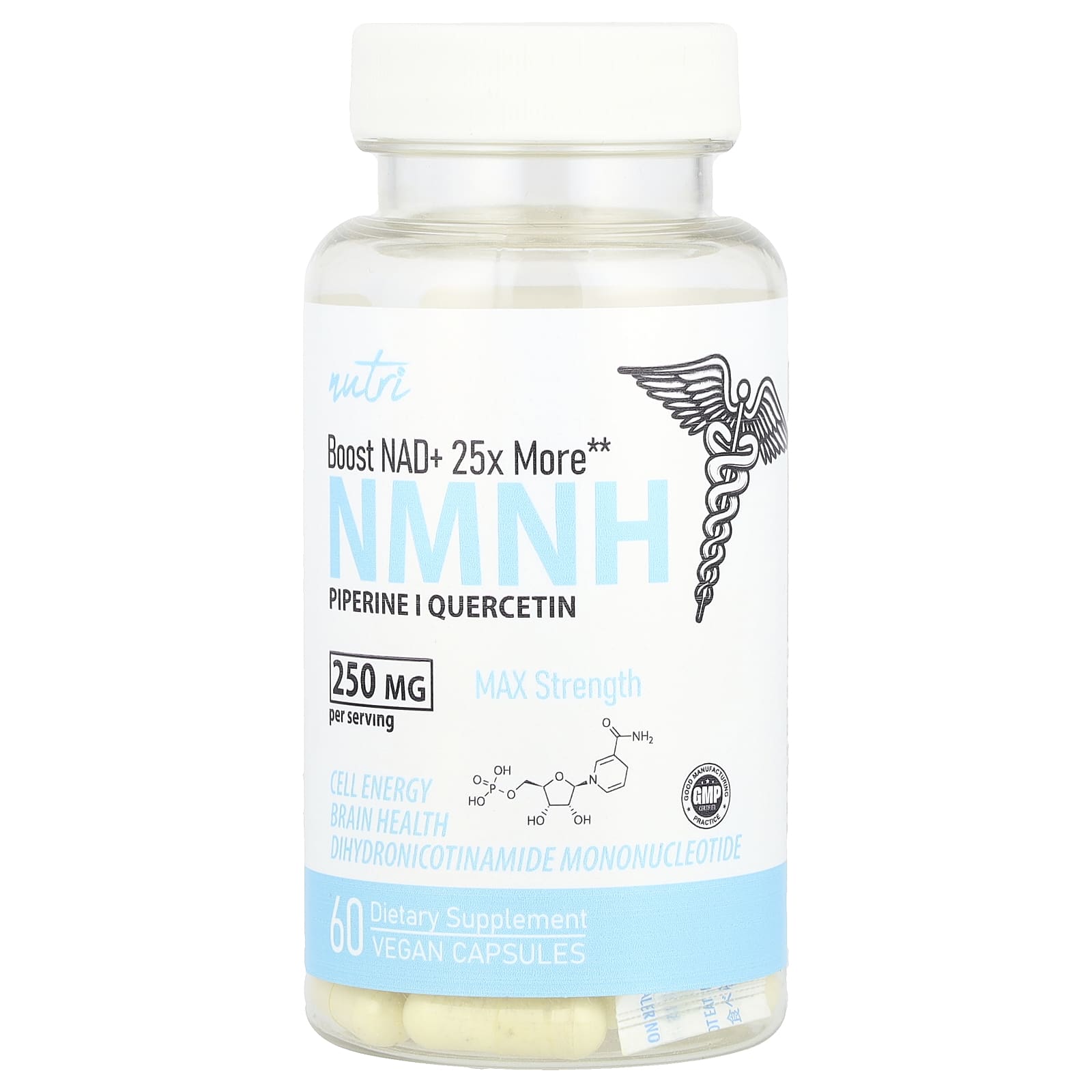 Nature's Fusions, NMNH, максимальная эффективность, 250 мг, 60 веганских капсул (125 мг на капсулу)