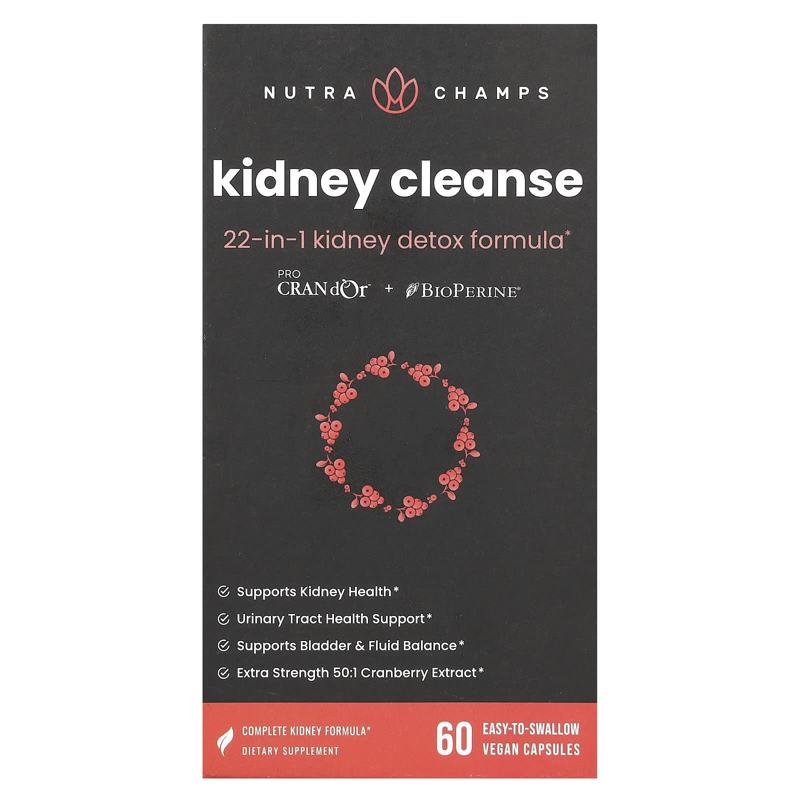 NutraChamps, Kidney Cleanse, 60 веганских капсул, которые легко глотать