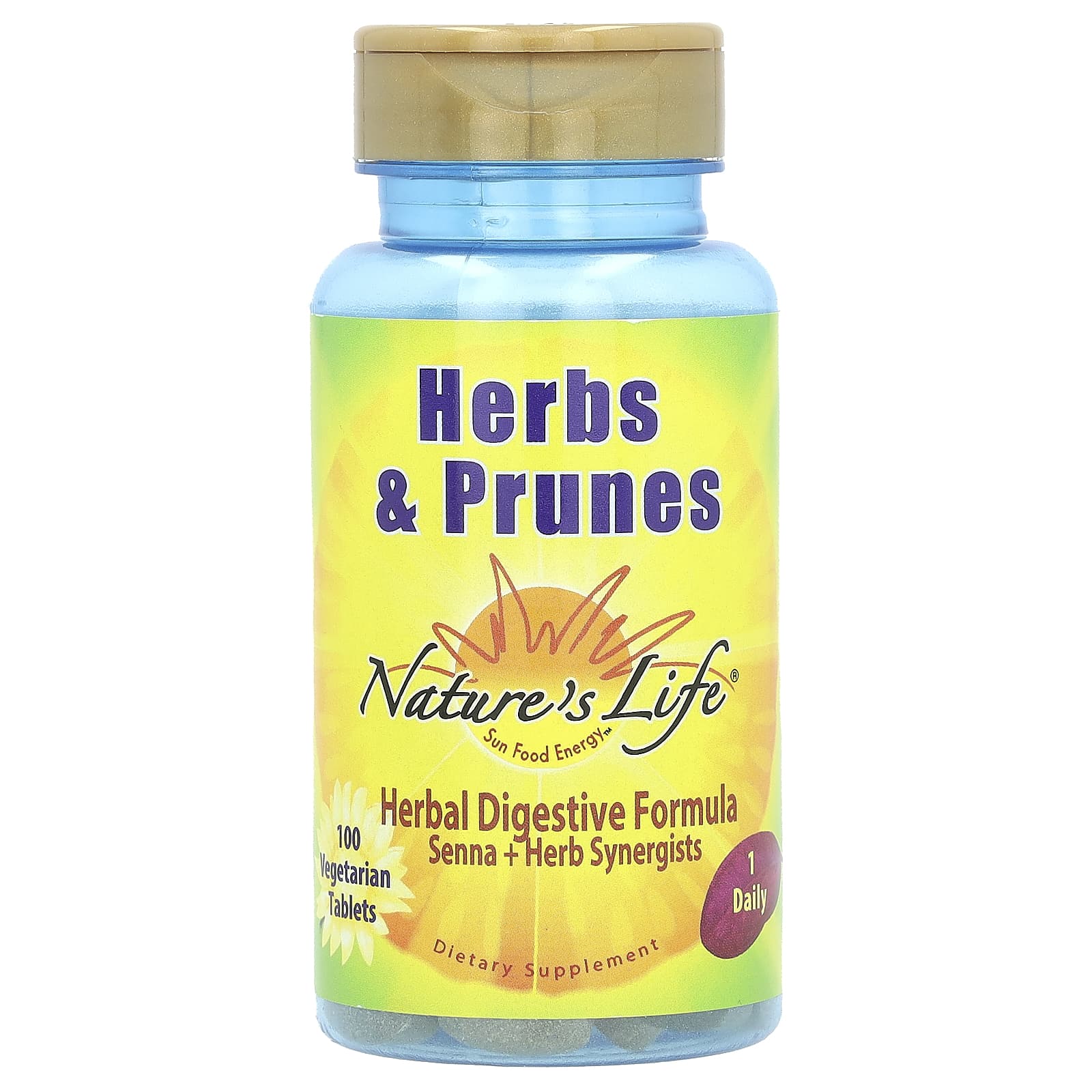 Nature's Life, Herbs & Prunes, 100 вегетарианских таблеток