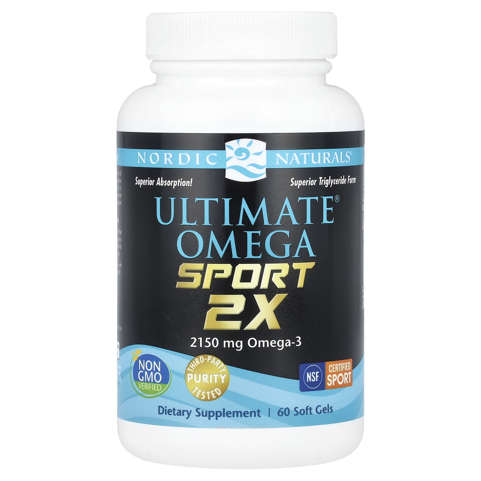 Nordic Naturals, Ultimate Omega Sport 2x, 2150 мг, 60 капсул (1075 мг в 1 капсуле)