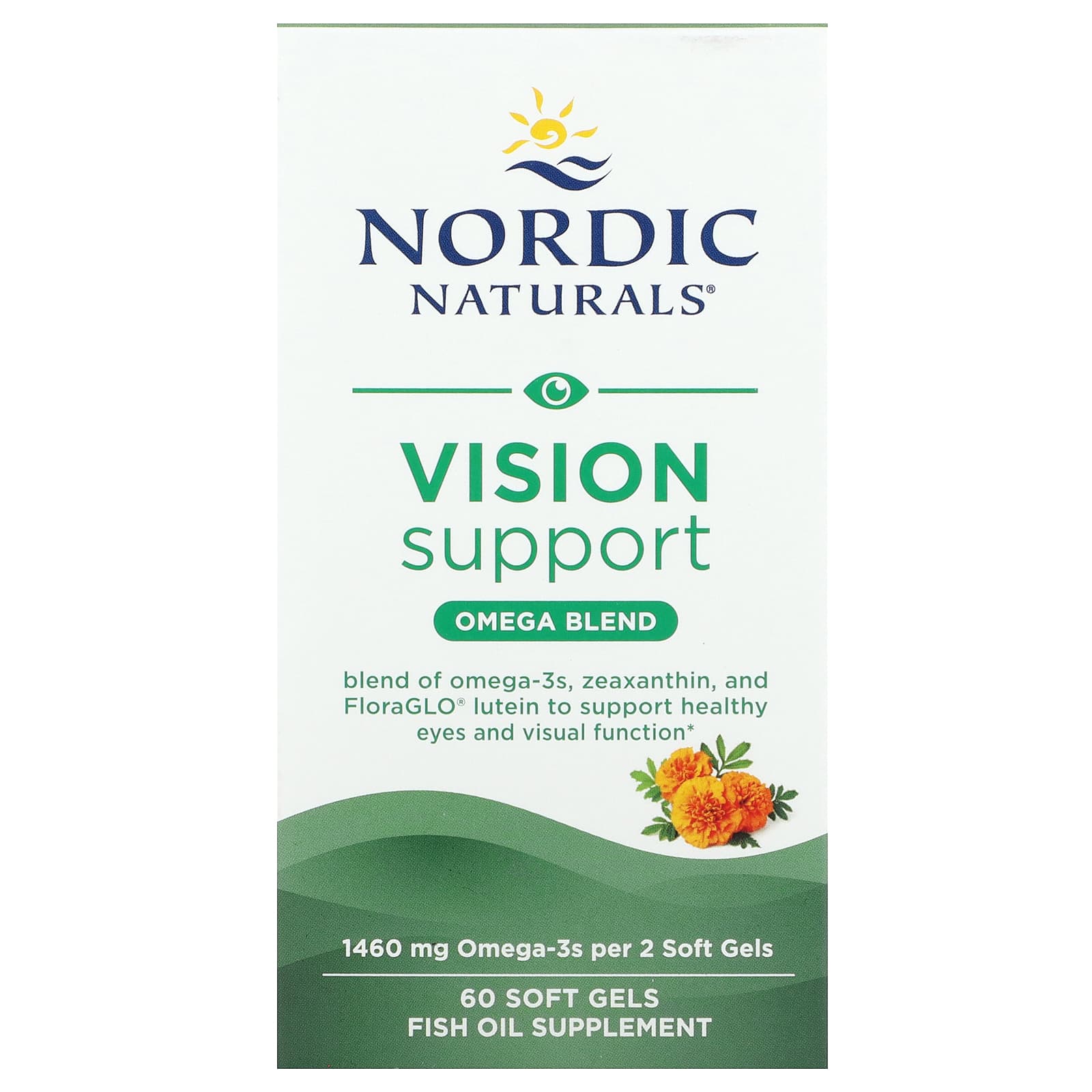 Nordic Naturals, Vision Support, смесь омега кислот для поддержки зрения, 1460 мг, 60 капсул (730 мг в 1 капсуле)