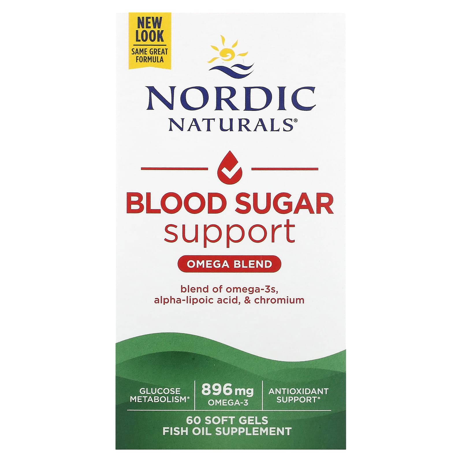 Nordic Naturals, поддержка уровня сахара в крови, смесь омега, 896 мг, 60 капсул (448 мг в 1 капсуле)