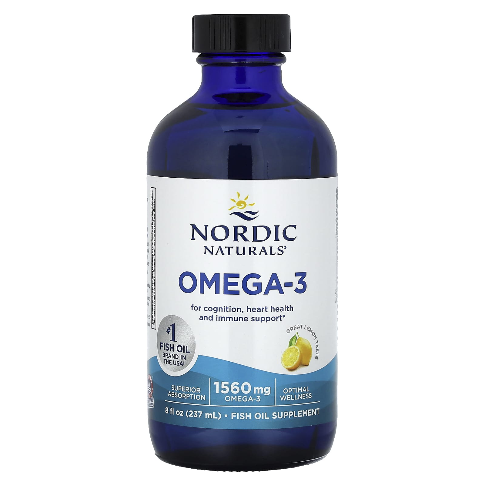 Nordic Naturals, омега-3, со вкусом лимона, 1560 мг, 237 мл (8 жидк. унций)