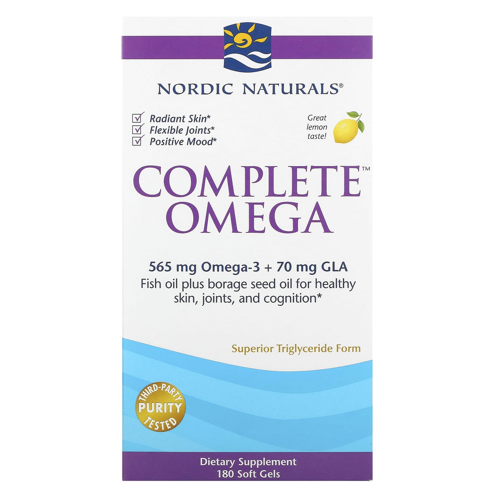 Nordic Naturals Complete Omega лимонный вкус 1000 мг 180 гелевых капсул 8690₽