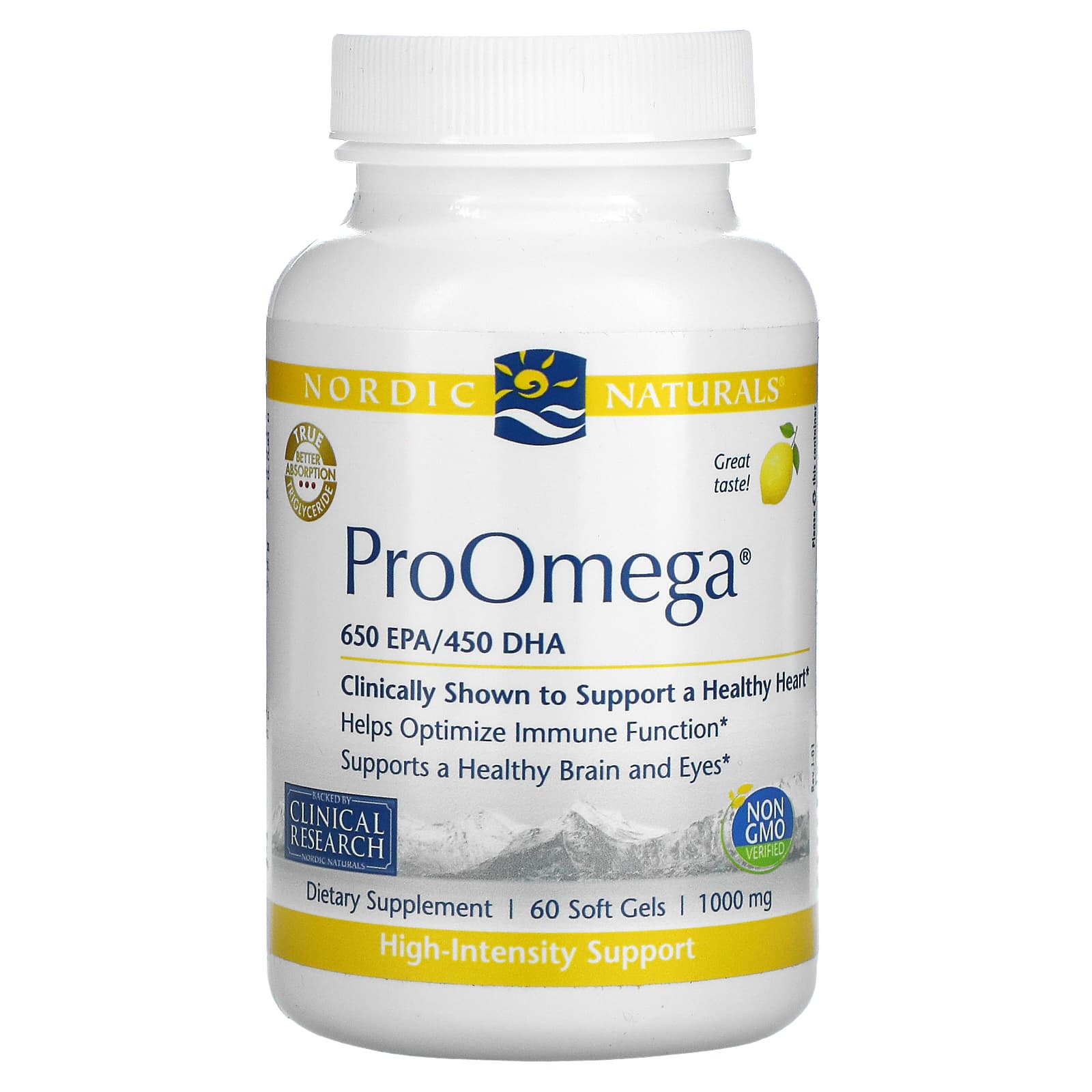 Nordic Naturals, ProOmega, со вкусом лимона, 1000 мг, 60 мягких капсул