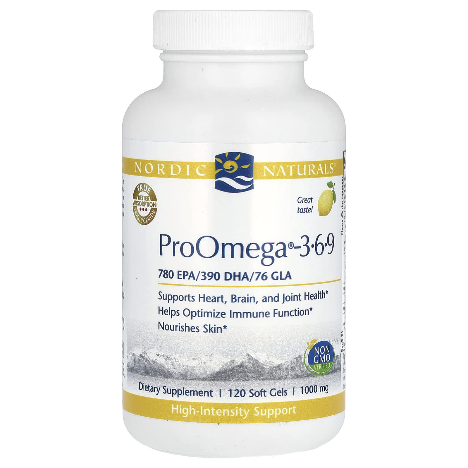 Nordic Naturals, ProOmega 3-6-9, со вкусом лимона, 1000 мг, 120 капсул (500 мг в 1 капсуле)