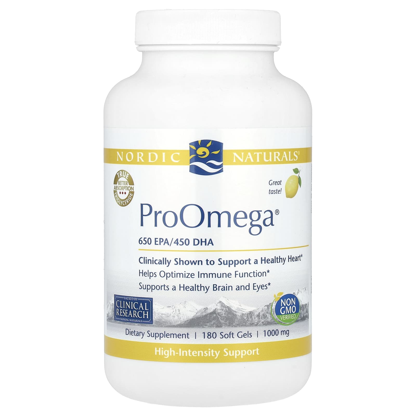 Nordic Naturals, ProOmega, со вкусом лимона, 1000 мг, 180 мягких желатиновых капсул