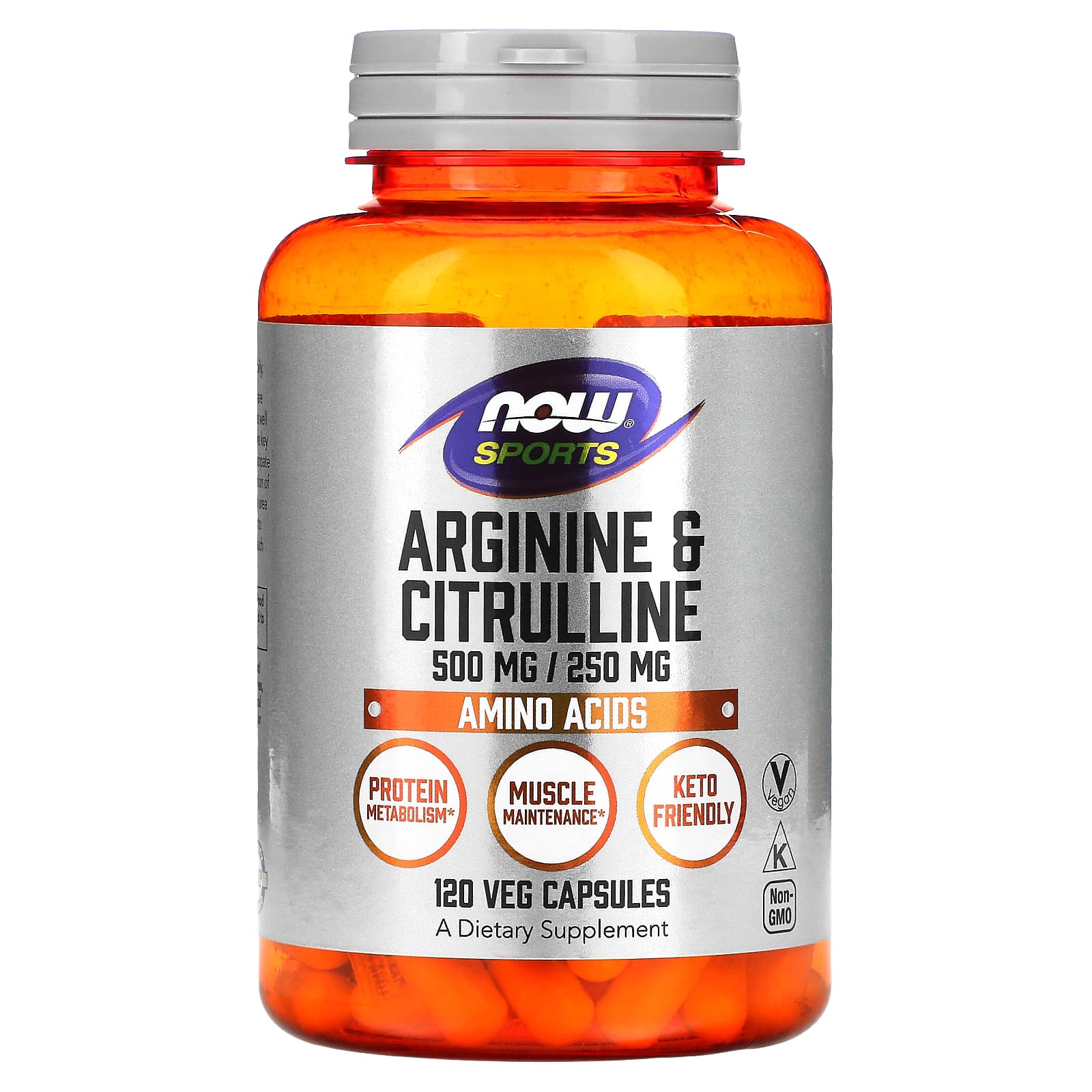 NOW Foods, Sports, аргинин и цитруллин, 120 вегетарианских капсул