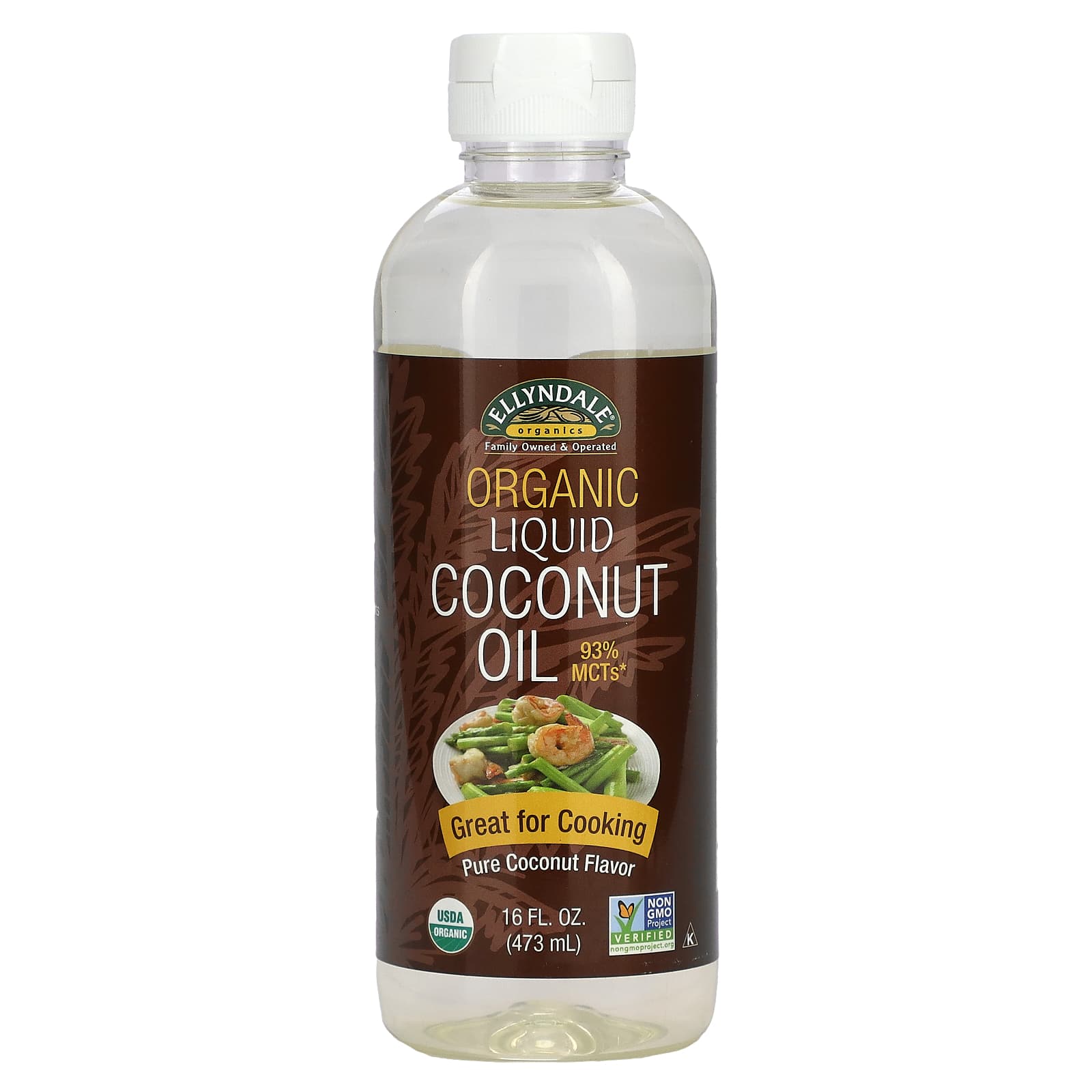 NOW Foods, Ellyndale Organics, органическое жидкое кокосовое масло, чистый кокос, 473 мл (16 жидк. Унций)