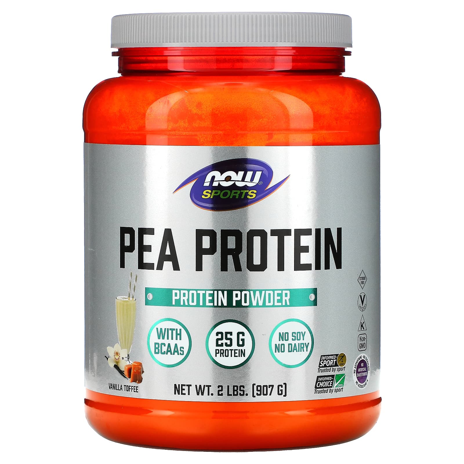 NOW Foods, Sports, гороховый протеин, ванильный ирис, 907 г (2 фунта)