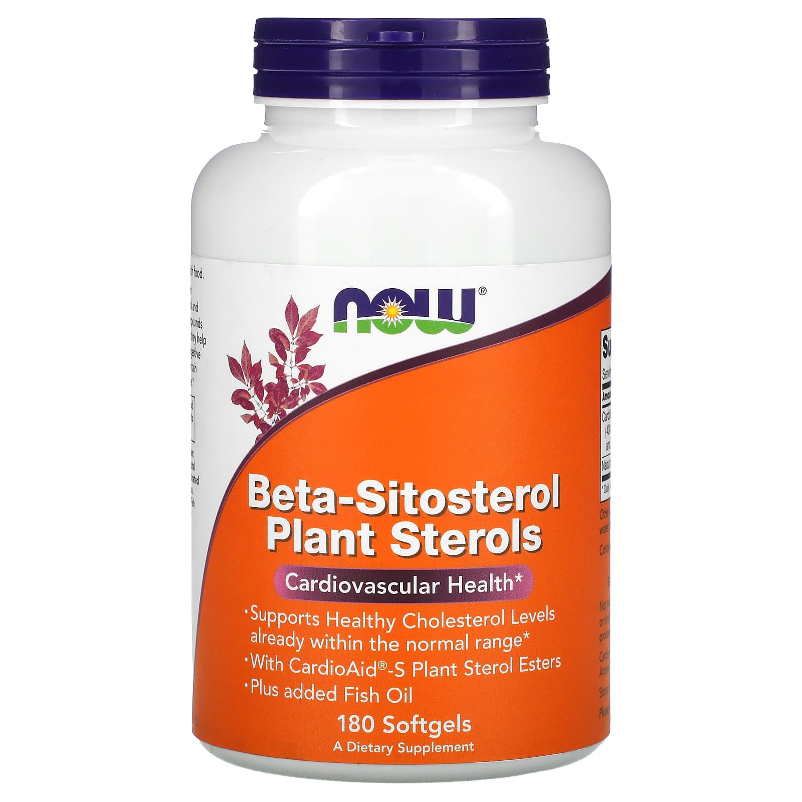 NOW Foods, бета-ситостерол, растительные стеролы, 180 капсул