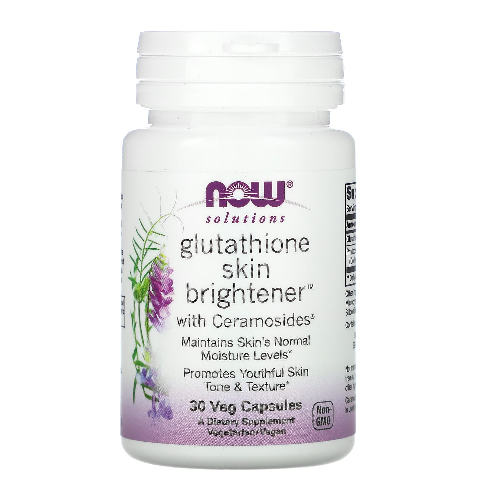 NOW Foods Solutions Glutathione Skin Brightene осветляющее средство для кожи с глутатионом 30 вегетарианских капсул 3990₽