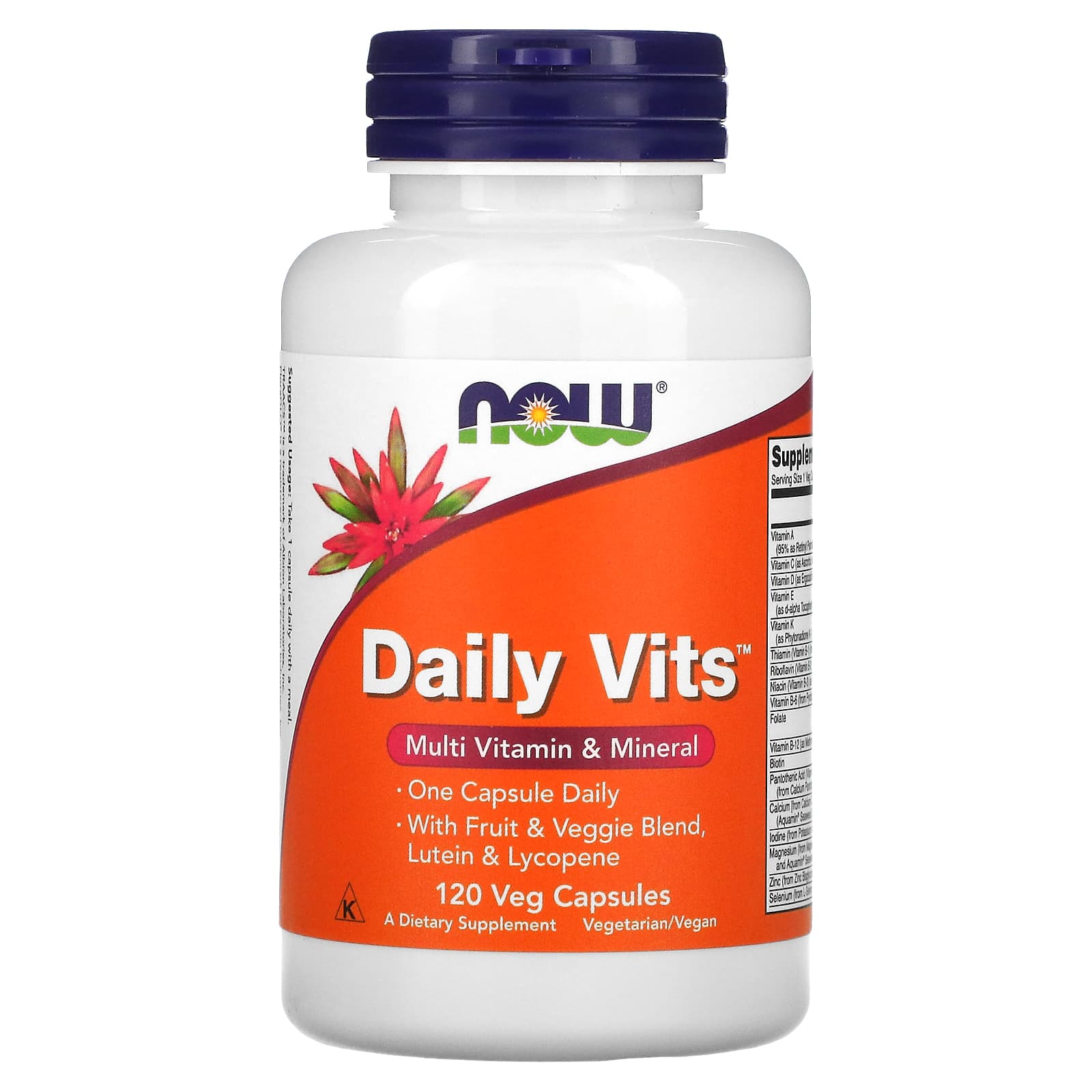 NOW Foods, Daily Vits, мультивитамины и микроэлементы, 120 вегетарианских капсул