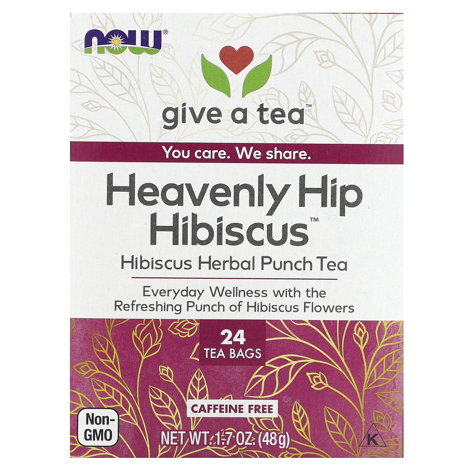 NOW Foods Heavenly Hip Hibiscus травяной чай с пуншем без кофеина 24 чайных пакетика 48 г 17 унции 1890₽