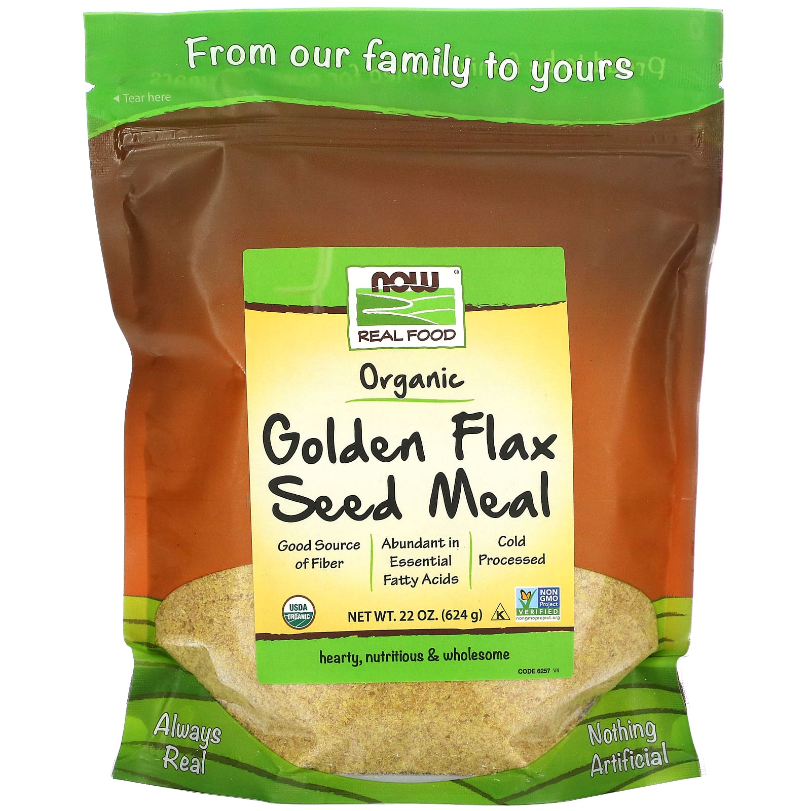 NOW Foods, Real Food, органические золотые семена льна, 624 г (22 фунта)