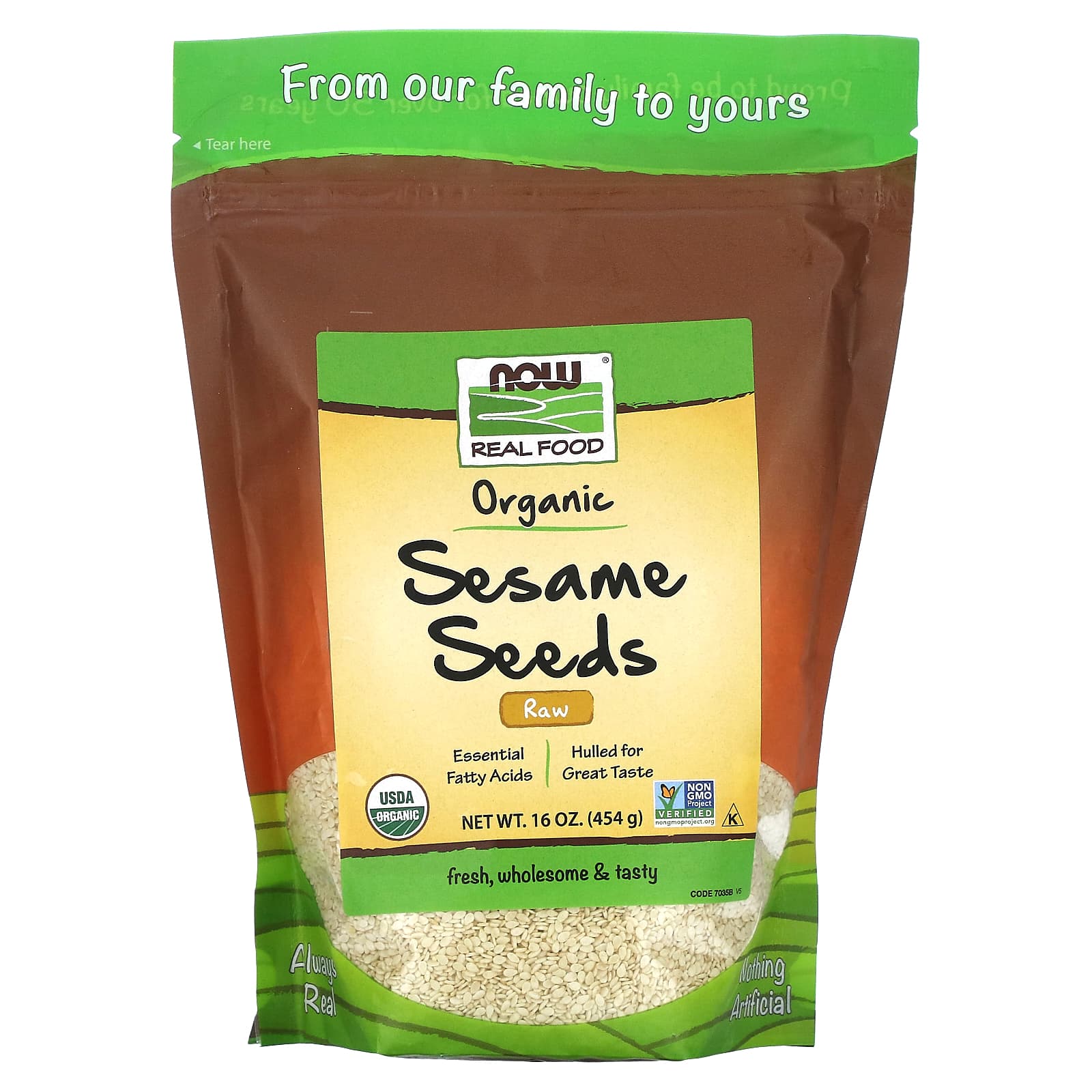 NOW Foods, Real Food, органические сырые семена кунжута, 454 г (16 унций)