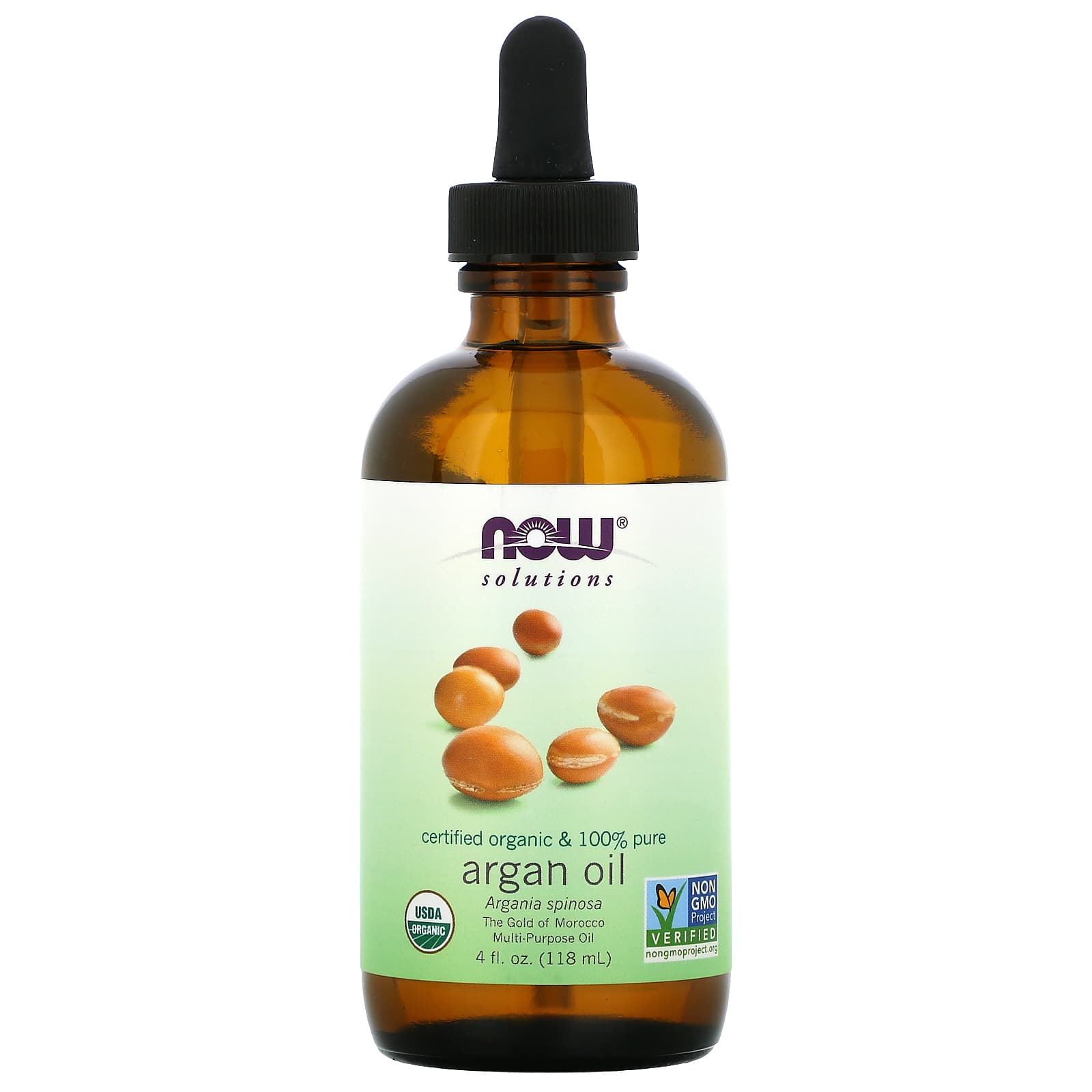 NOW Foods, Solutions, сертифицированное на 100% чистое органическое аргановое масло, 118 мл (4 жидк. унции)