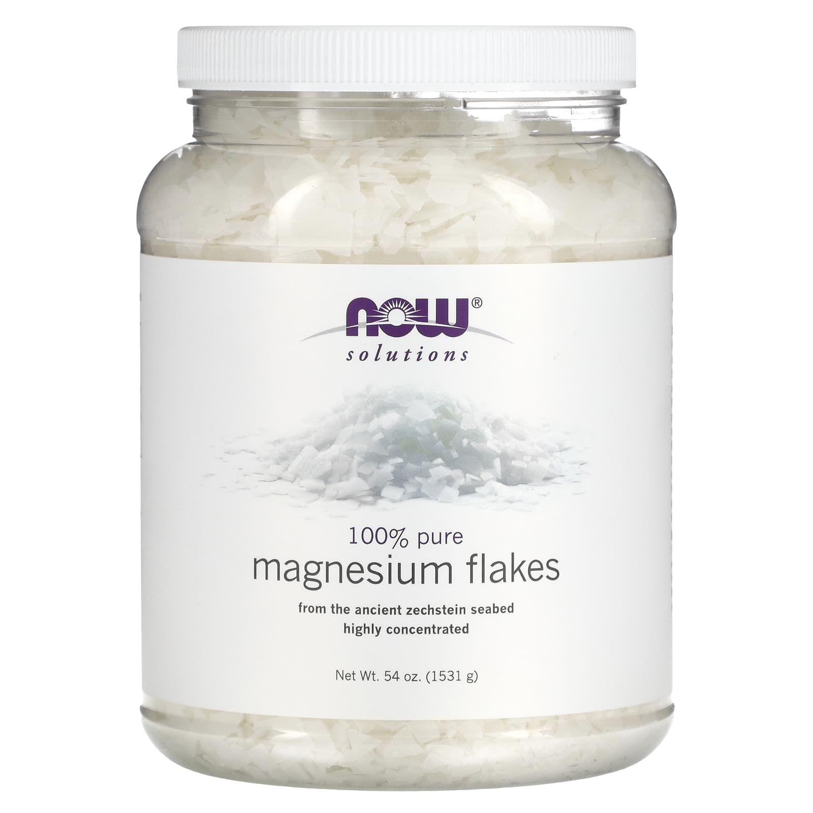 NOW Foods, Solutions, магниевые хлопья, 100 % чистоты, 1531 г (3,37 фунта)