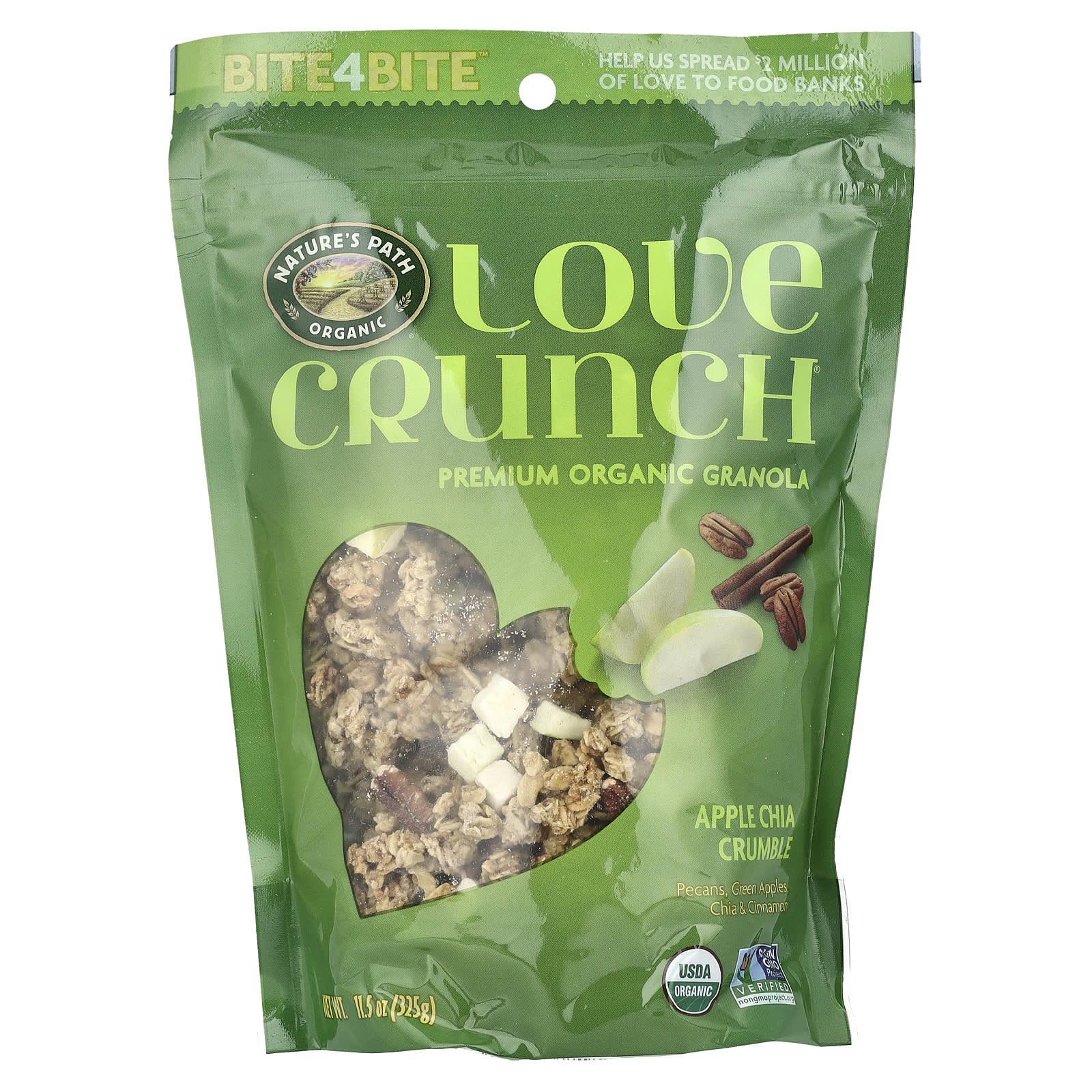 Natures Path Love Crunch высококачественные органические мюсли яблочный пирог с чиа 115 унц 325 г 1790₽