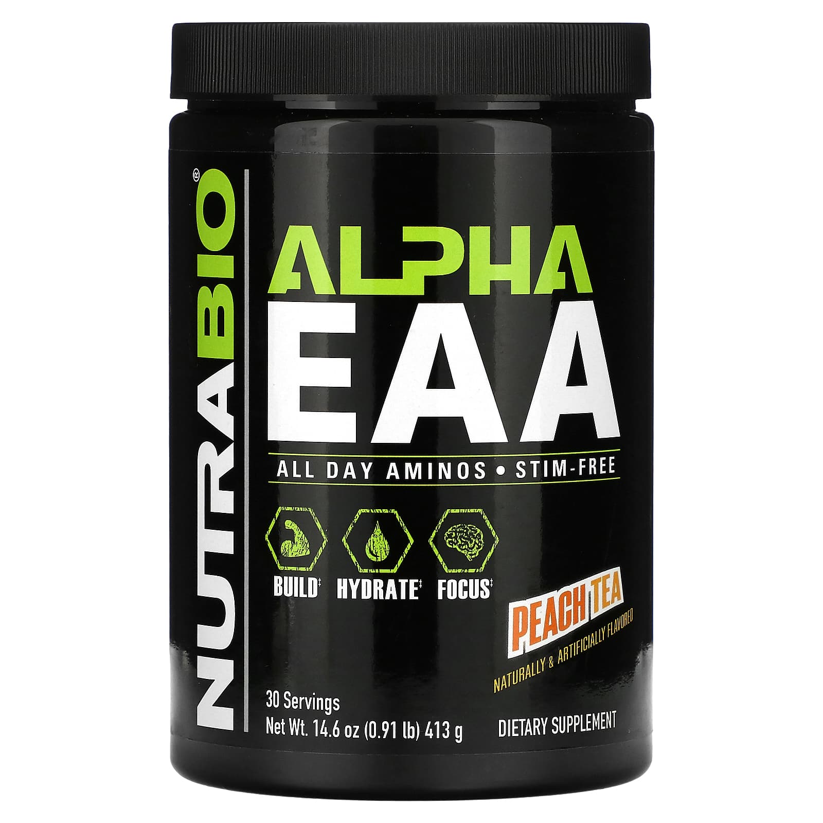 NutraBio, Alpha EAA, персиковый чай, 413 г (0,91 фунта)