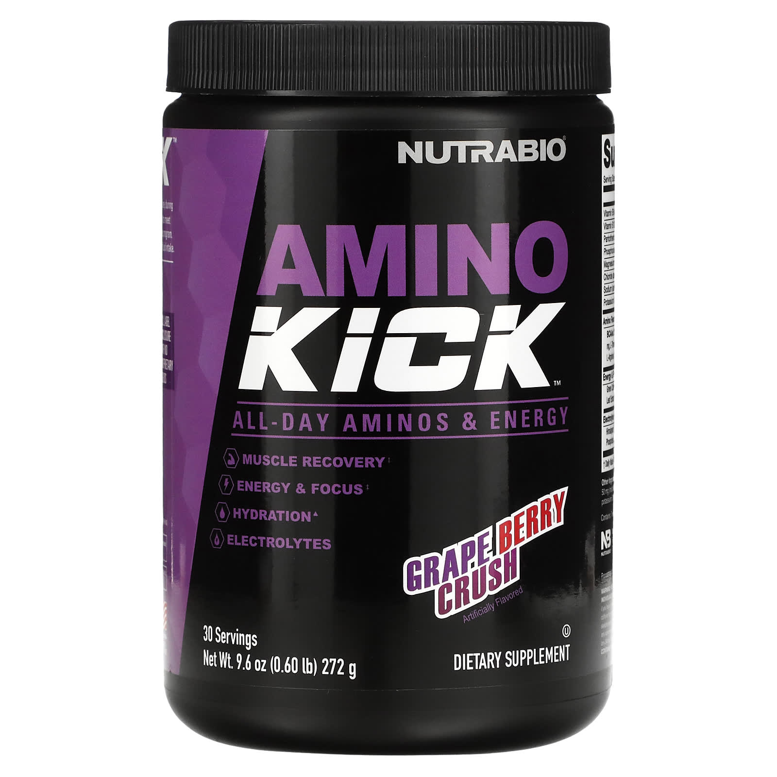 NutraBio, Amino Kick, Grape Berry Crush, 272 г (0,6 фунта)