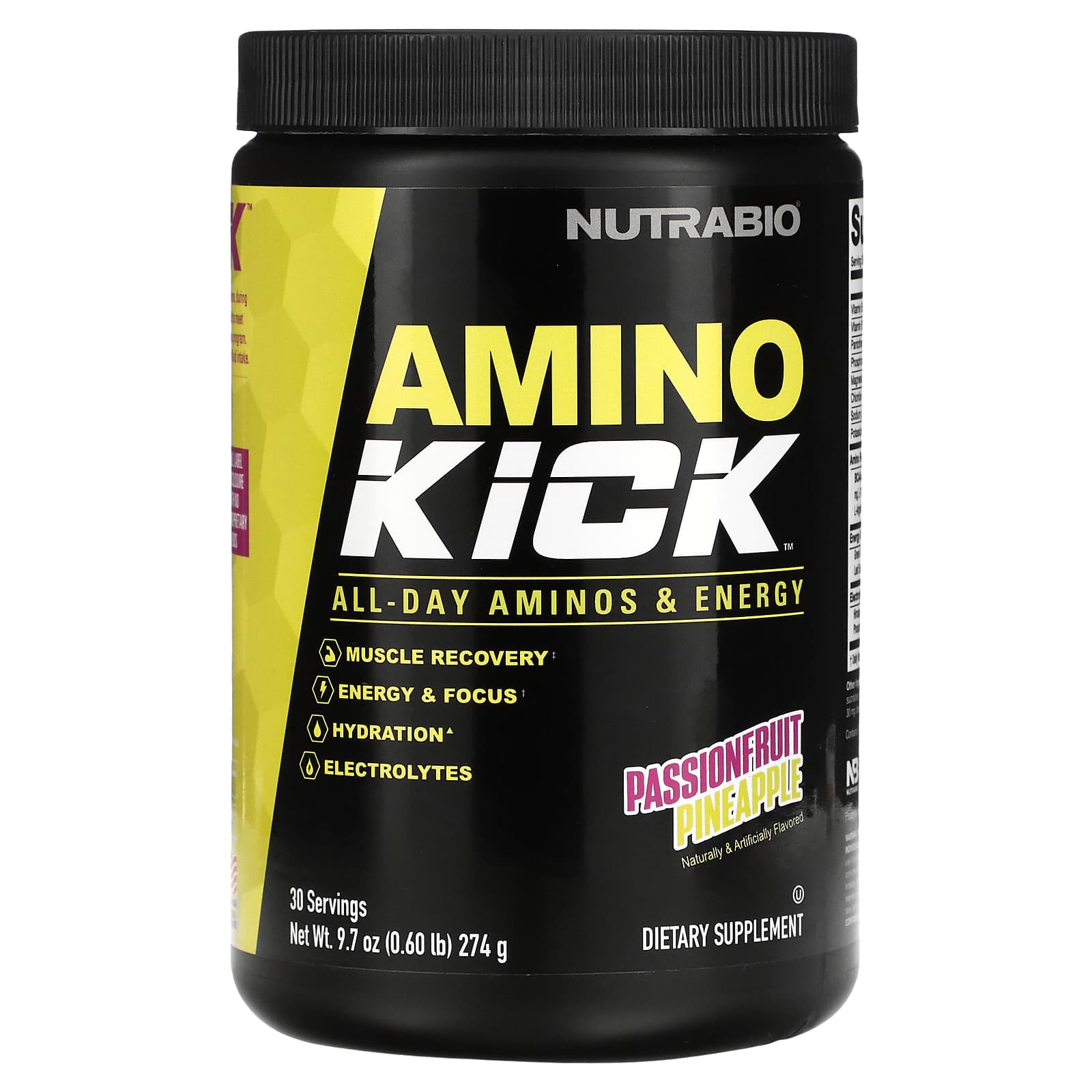 NutraBio, Amino Kick, ананас с маракуйей, 274 г (0,6 фунта)