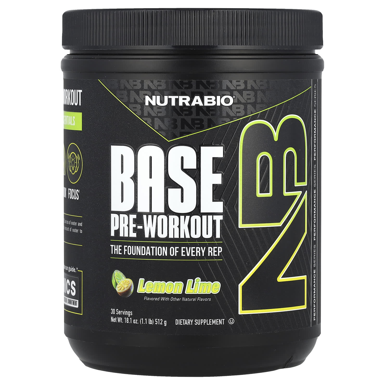 NutraBio, Base Pre-Workout, лимон и лайм, 512 г (18,1 унции)