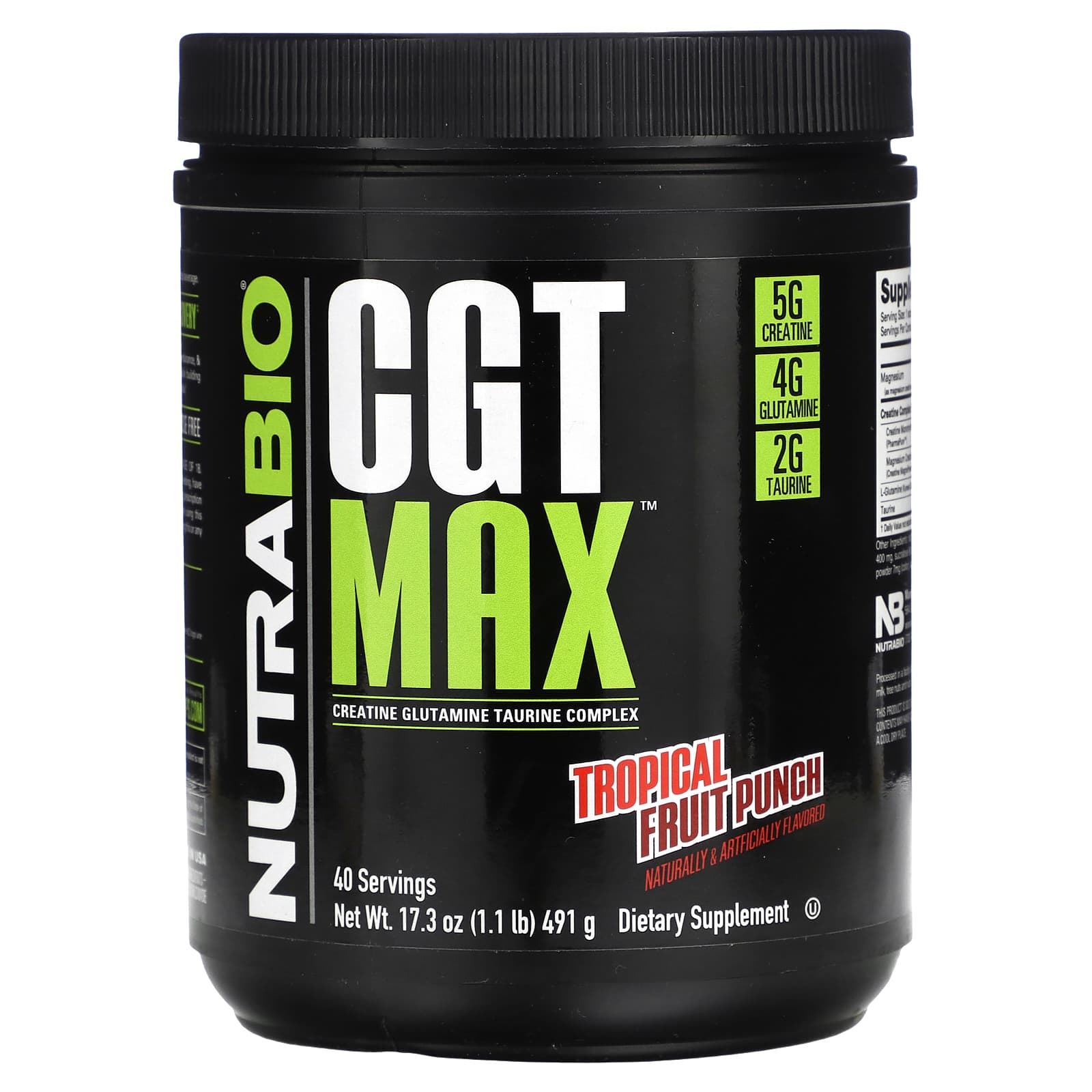 NutraBio, CGT MAX, пунш из тропических фруктов, 491 г (1,1 фунта)