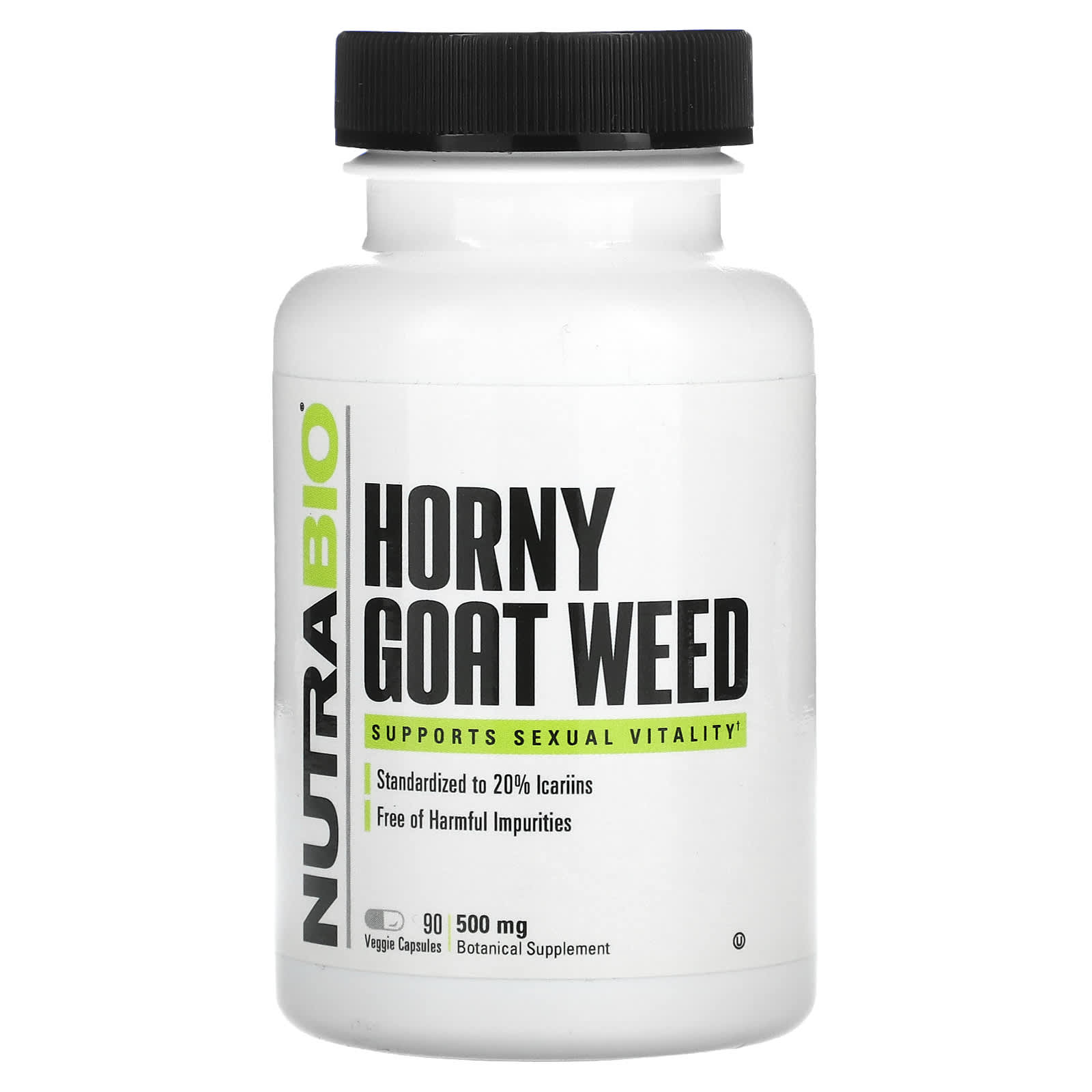 NutraBio, Horny Goat Weed, 500 мг, 90 растительных капсул