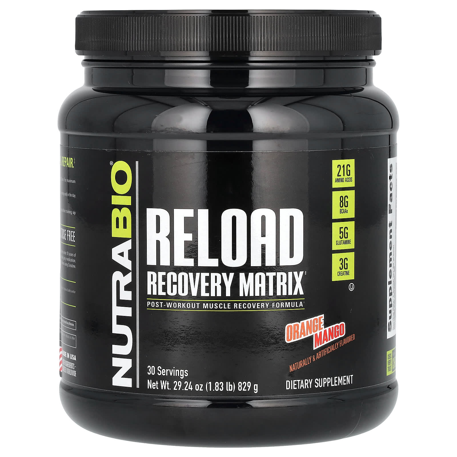 NutraBio, Reload Recovery Matrix, апельсин и манго, 829 г (1,83 фунта)