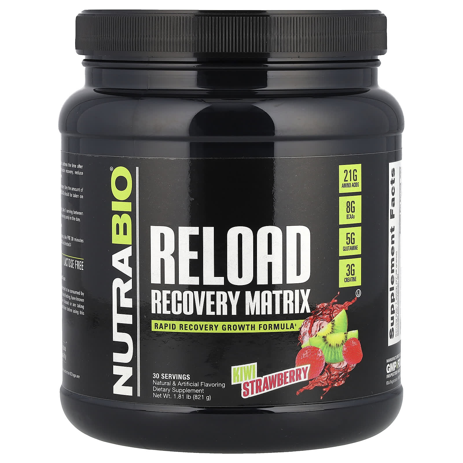 NutraBio, Reload Recovery Matrix, киви и клубника, 821 г (1,81 фунта)