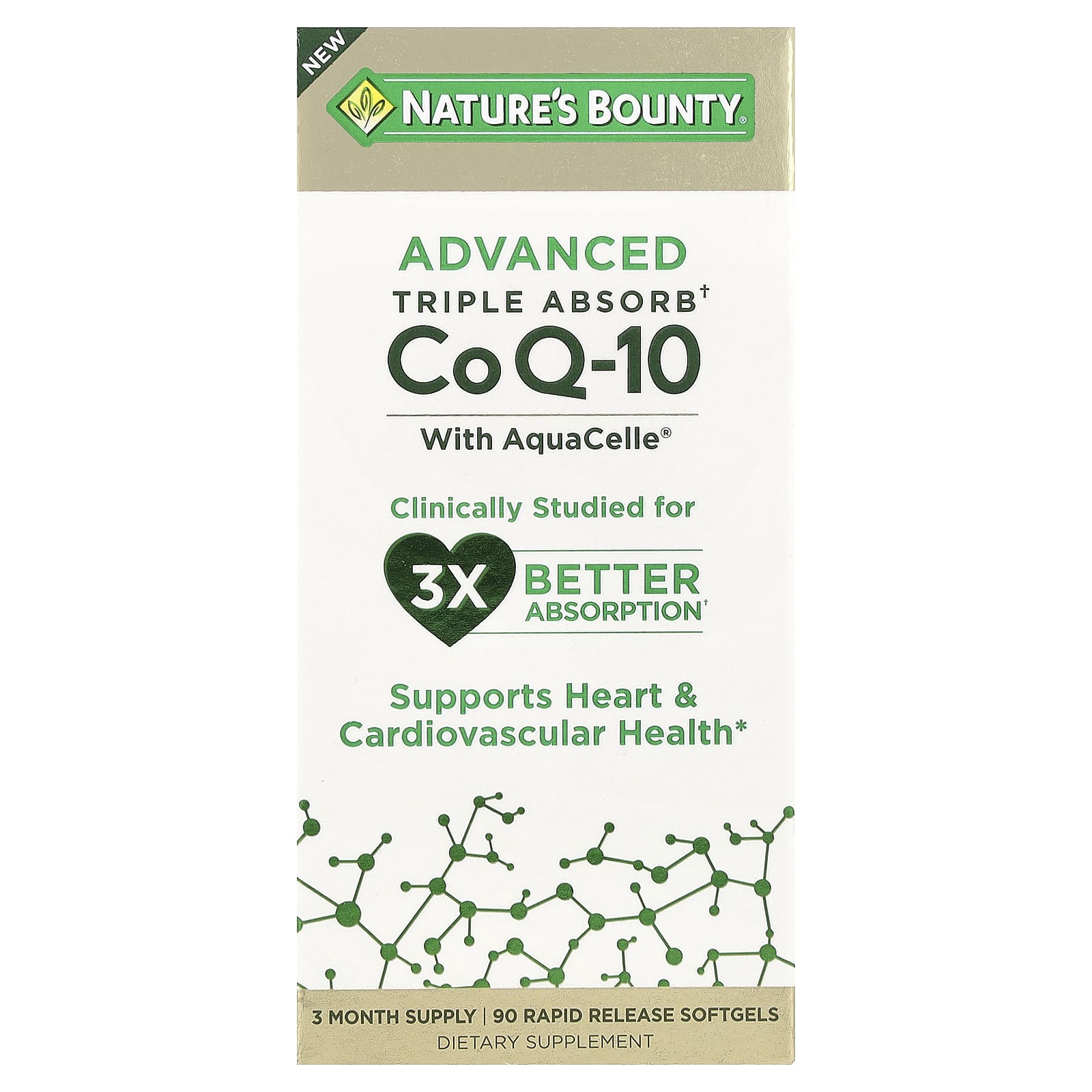 Nature's Bounty, Advanced Triple Absorb CoQ-10, 90 мягких таблеток с быстрым высвобождением