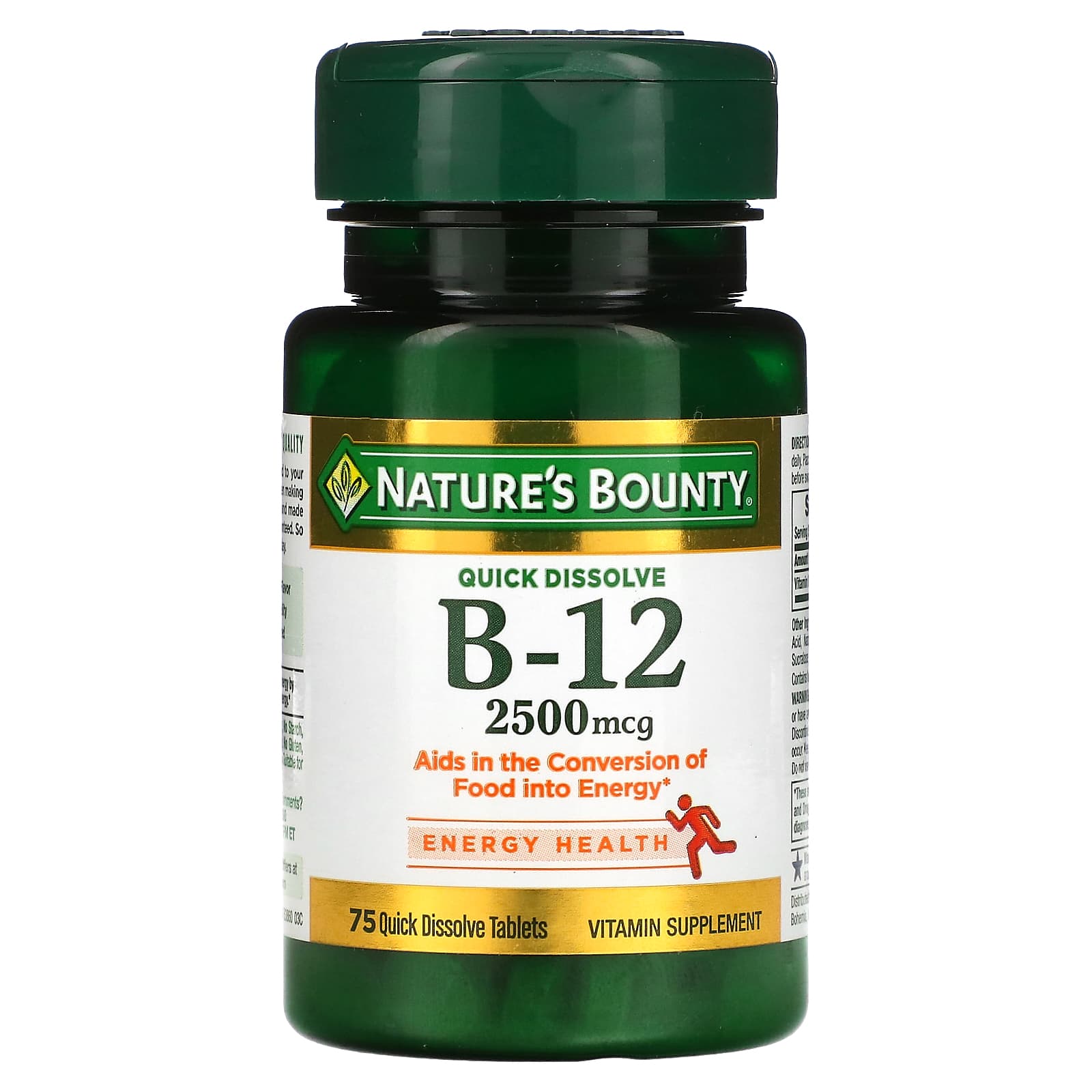 Natures Bounty B-12 натуральный вишневый вкус 2500 мкг 75 быстрорастворимых таблеток 2390₽