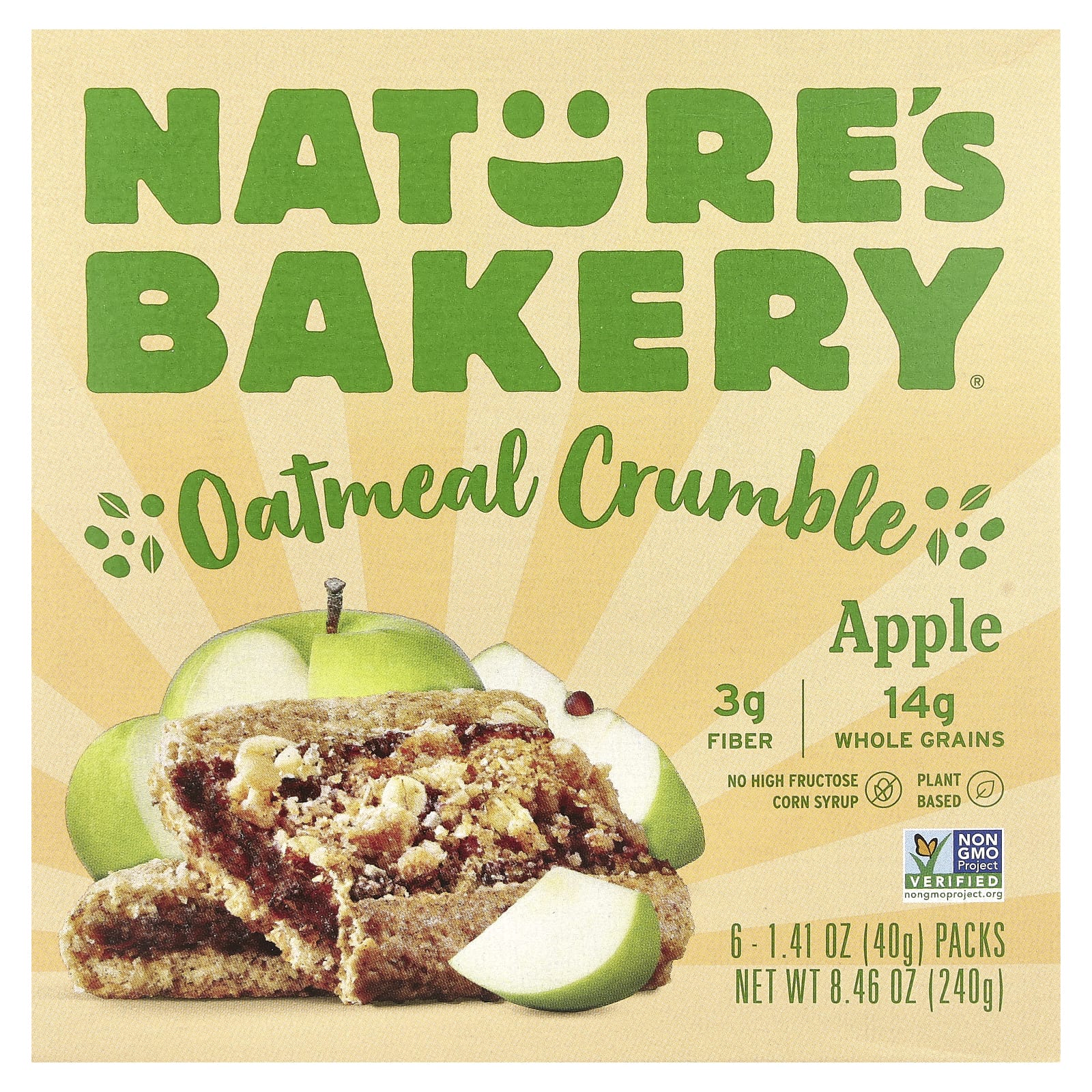 Nature's Bakery, Oatmeal Crumble, яблоко, 6 пакетиков по 40 г (1,41 унции)