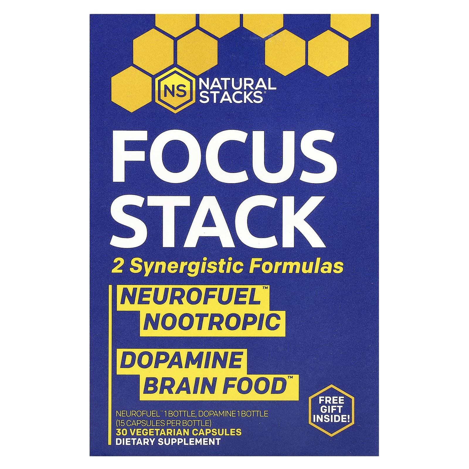 Natural Stacks Focus Stack 2 бутылки 15 вегетарианских капсул в каждой 2790₽