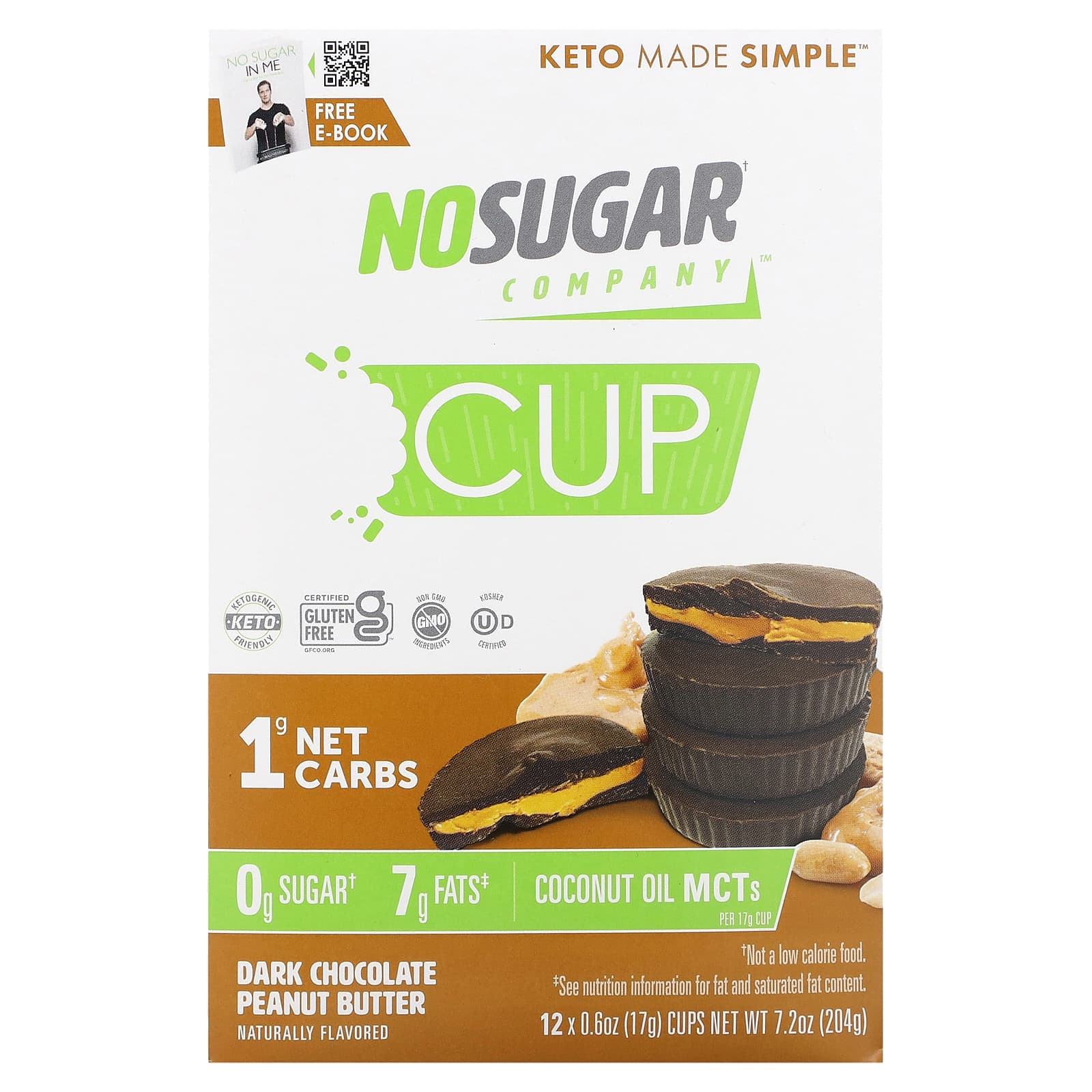 No Sugar Company Cup темный шоколад с арахисовой пастой 12 шт по 17 г 06 унции 2190₽